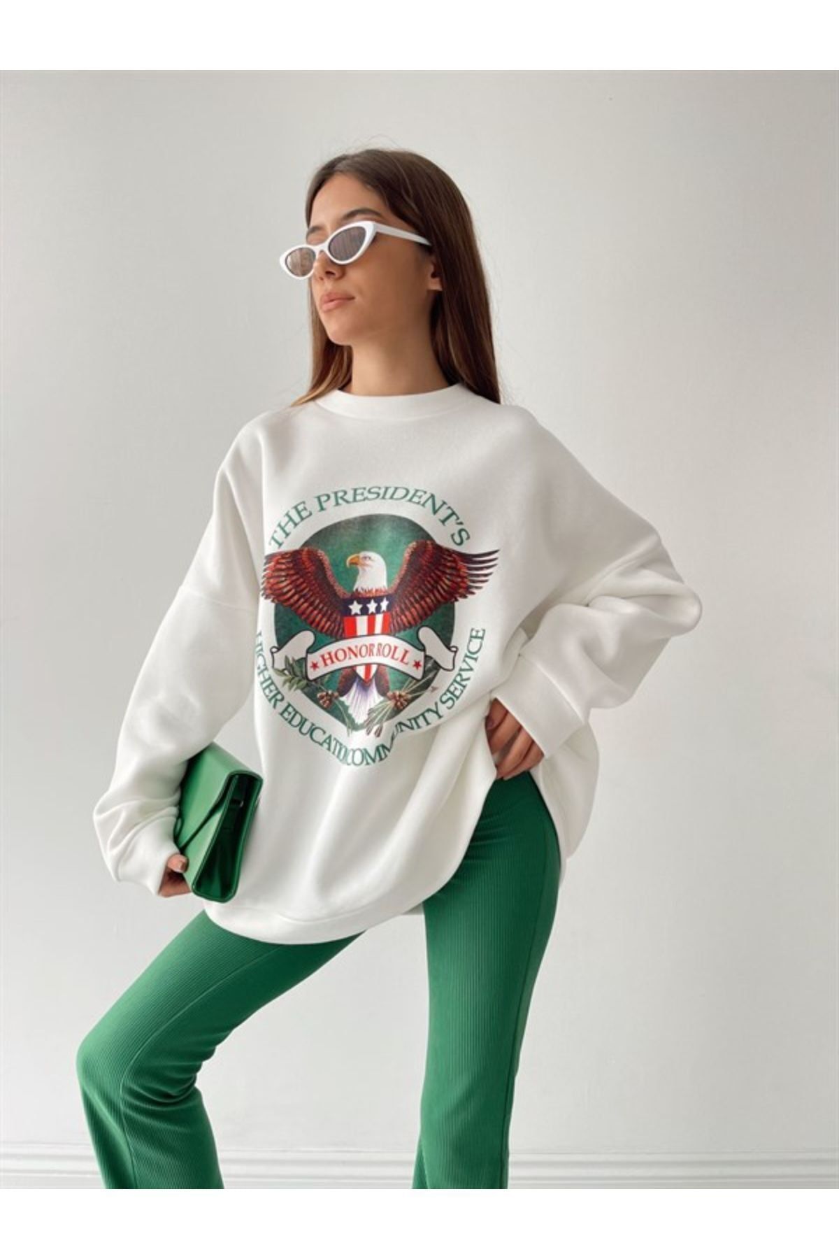 Black Sokak Kadın Beyaz The Presıdents Sweatshirt