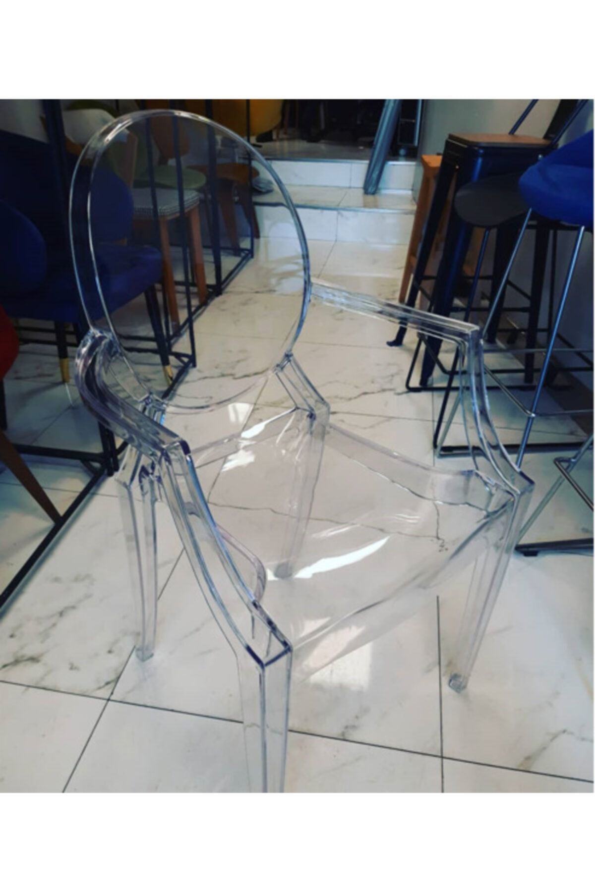 Kayra Mobilya Bahçe - Mutfak Şeffaf Kollu Sandalye