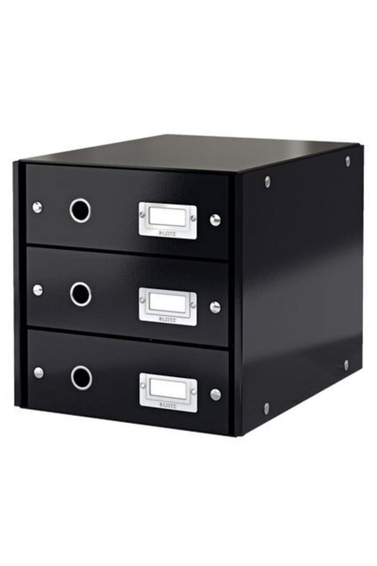 Leitz 6048 Wow Click & Store 3 Çekmeceli Evrak Rafı Metalik - Siyah