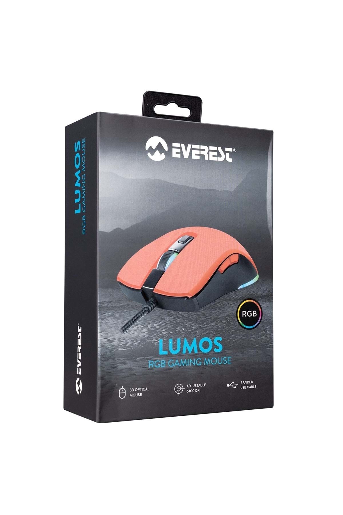 Everest Sgm-l1 Lumos Kırmızı 6400dpi Rgb Ledli Makrolu Gaming Oyuncu Mouse