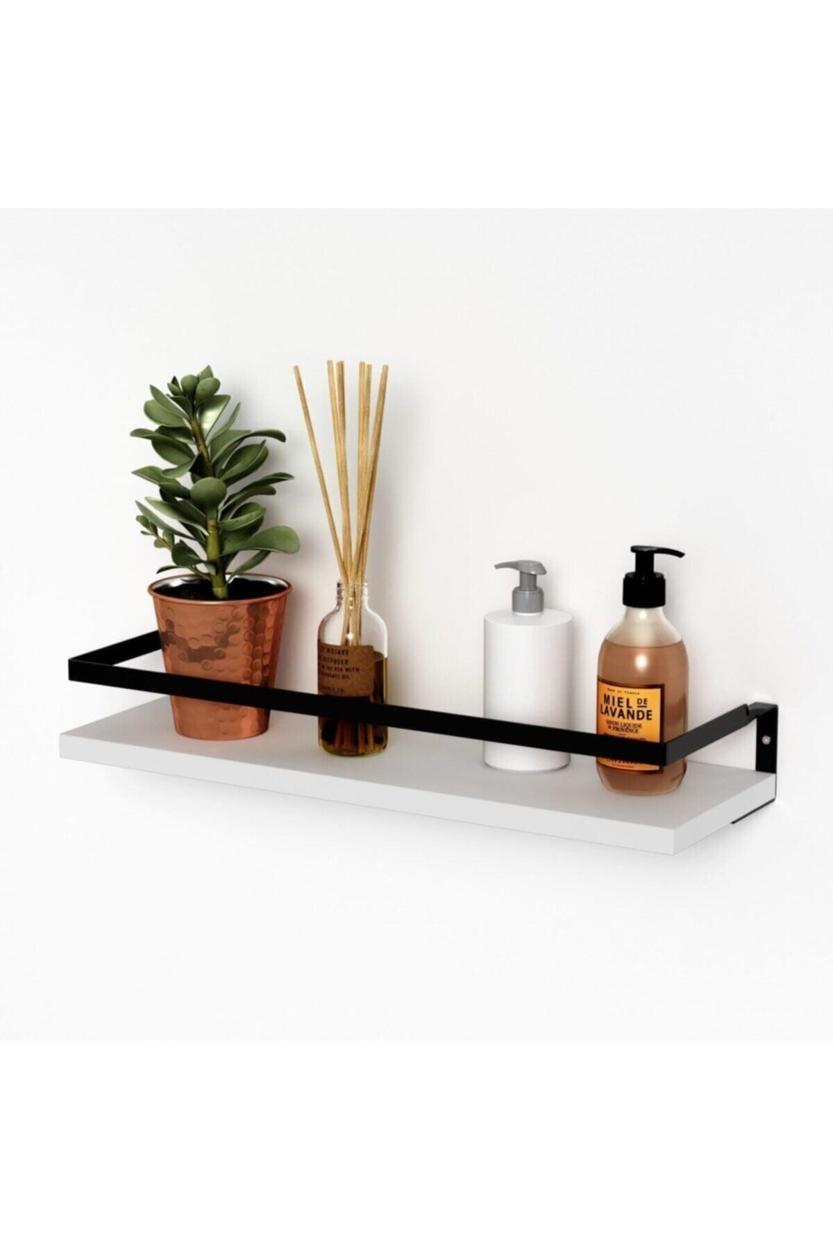 banos Rt2 Metal Çerçeveli Baharatlık Çok Amaçlı Banyo Ve Mutfak Duvar Rafı Beyaz