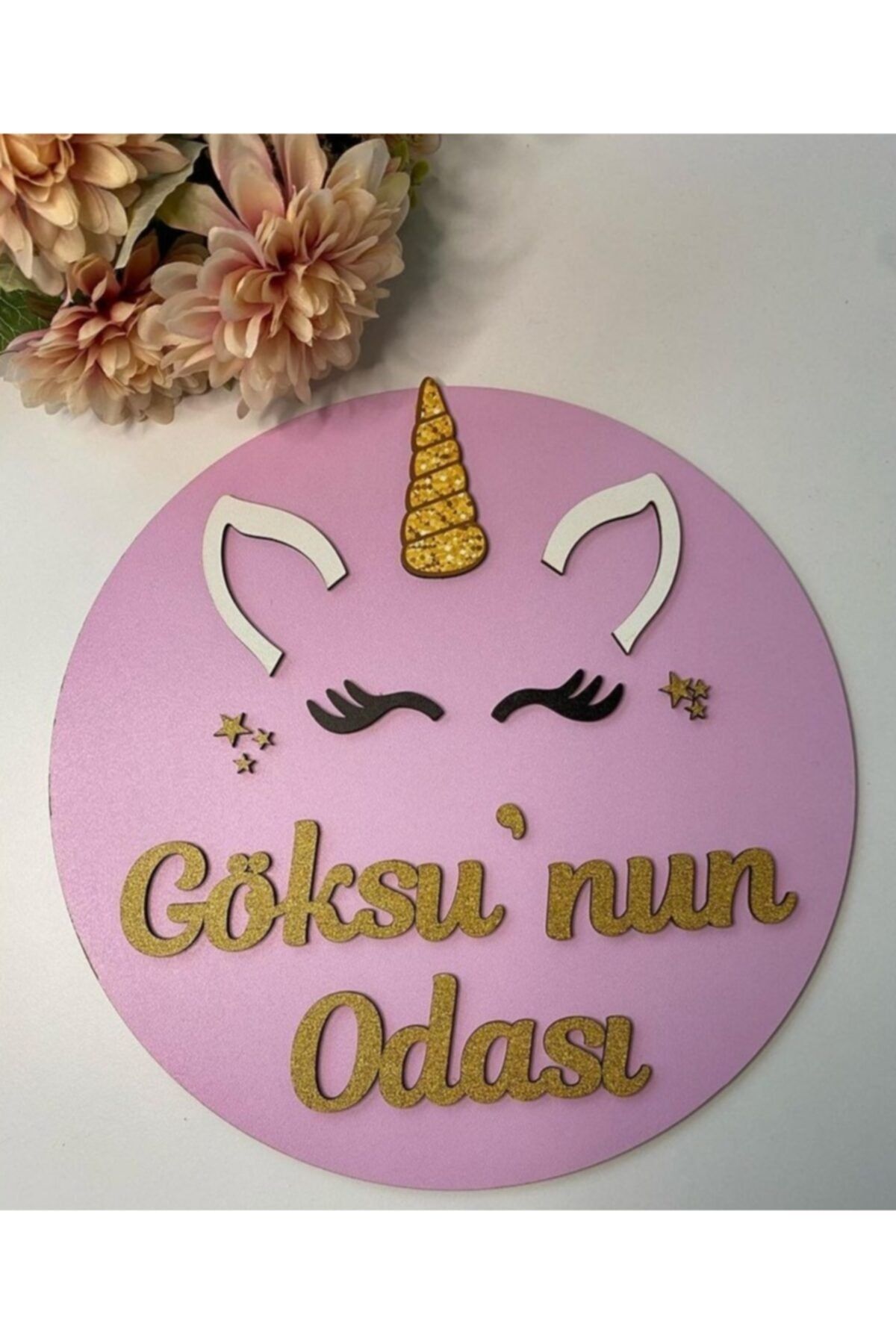 Atölye Düş Unicorn Kız Bebek Çocuk Odası Kapı Süsü Duvar Süsü