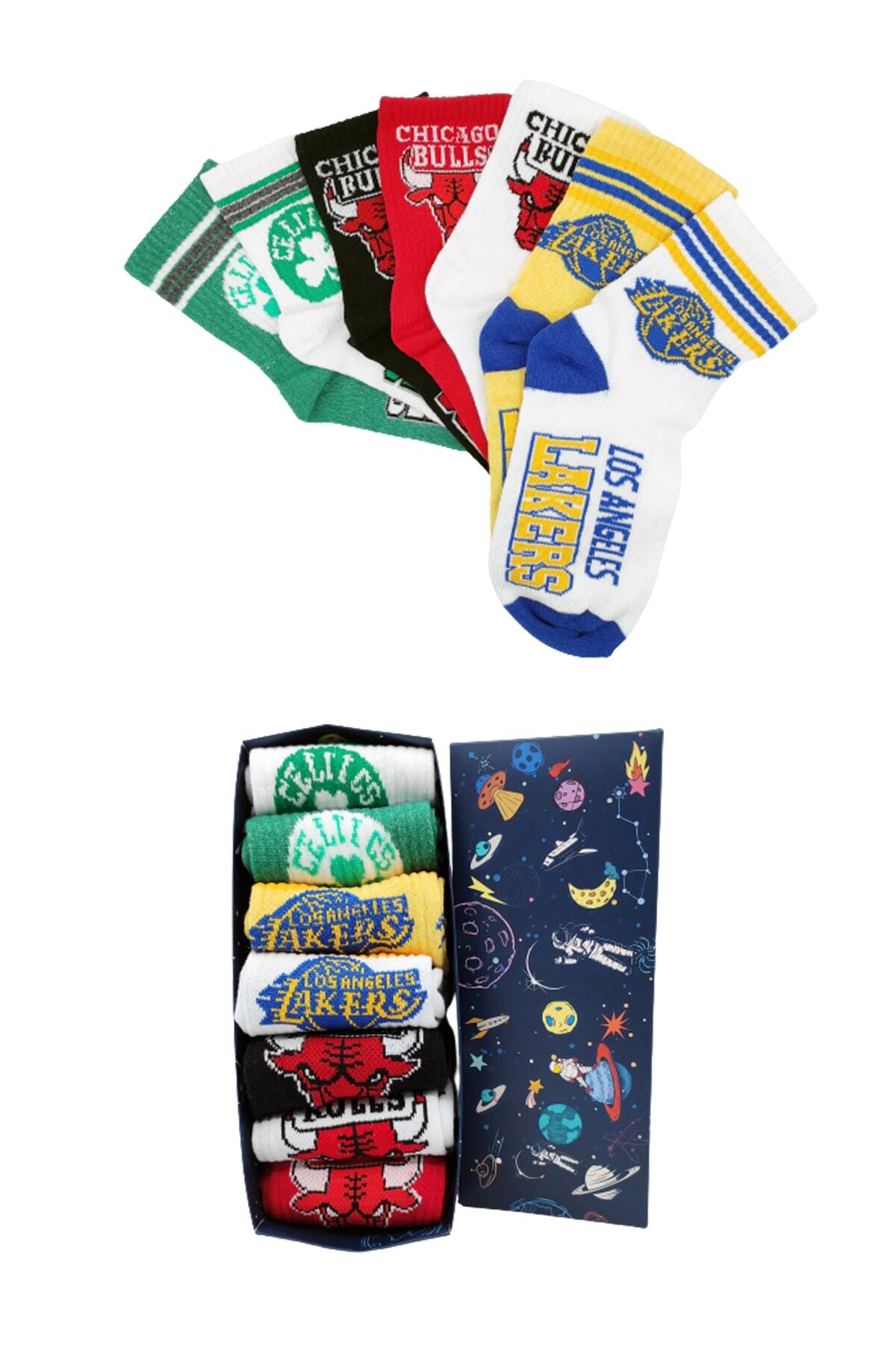 Happy Socks 7'li Basketball Teams Renkli Çorap Kutusu