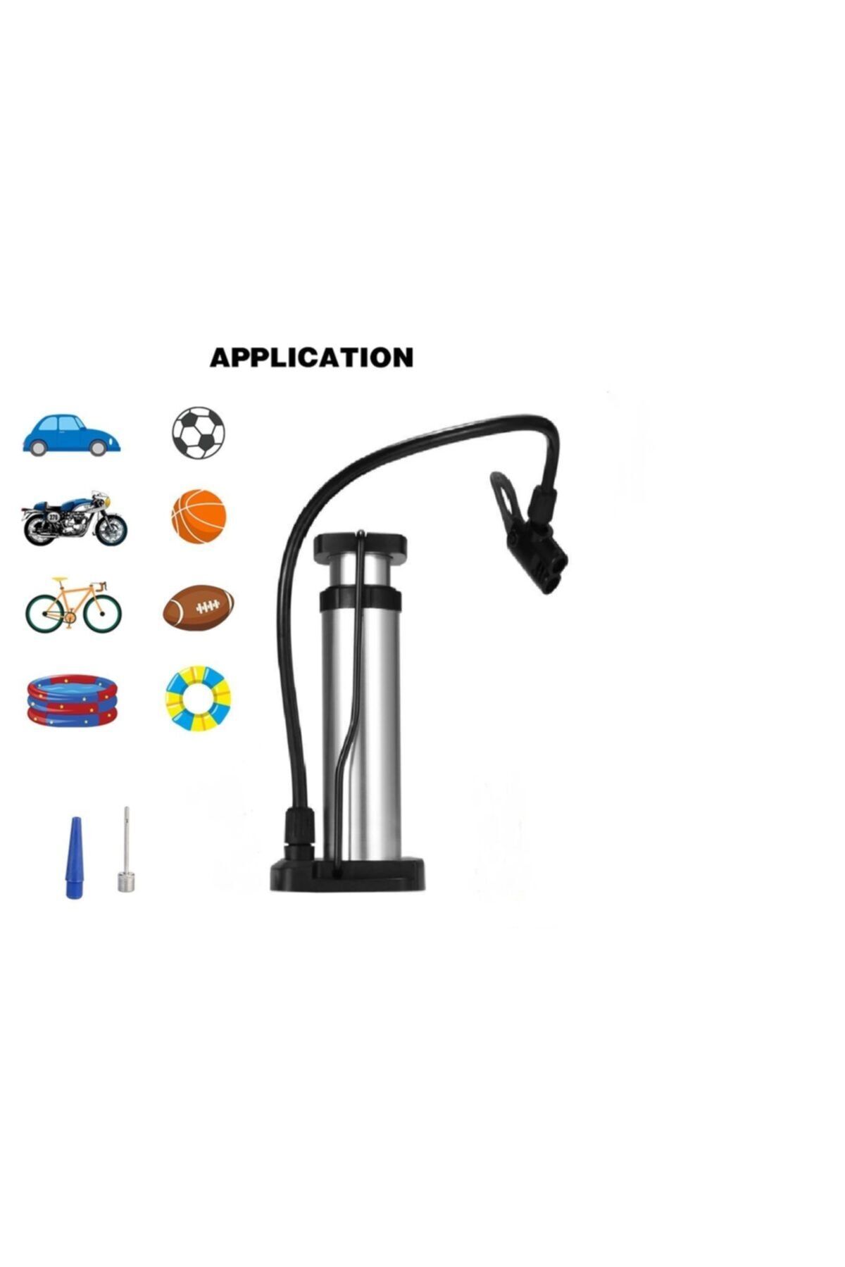Wiwi Bisiklet Motosiklet Pompa Lastik Hava Şişirme Pompası+top Iğnesi+bot Şişirme Aparatı