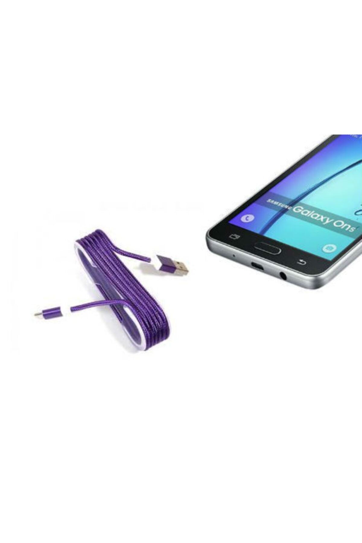 pro ithalat Android Örgü Şeklinde Renkli Çelik Şarj Data Kablosu - Mor