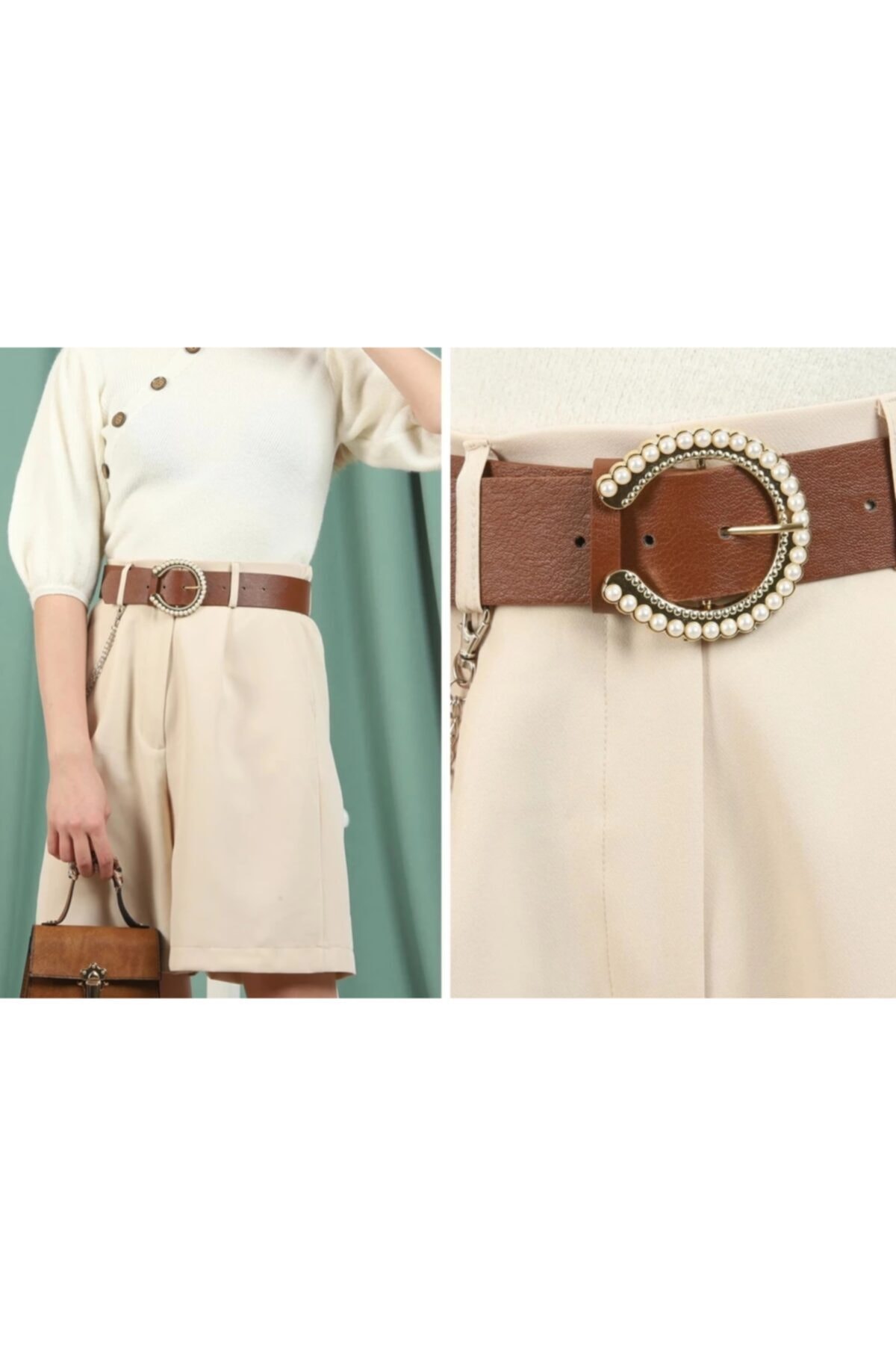 BRAND&BELT Incili Taba Renkli Kemer