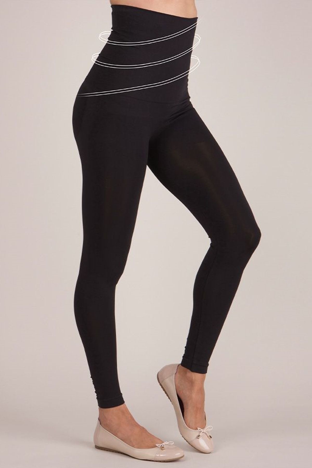 Akdağ Sportswear Doğum Sonrası Dikişsiz Toparlayıcı Korseli Bel Bantlı Siyah Hamile Taytı