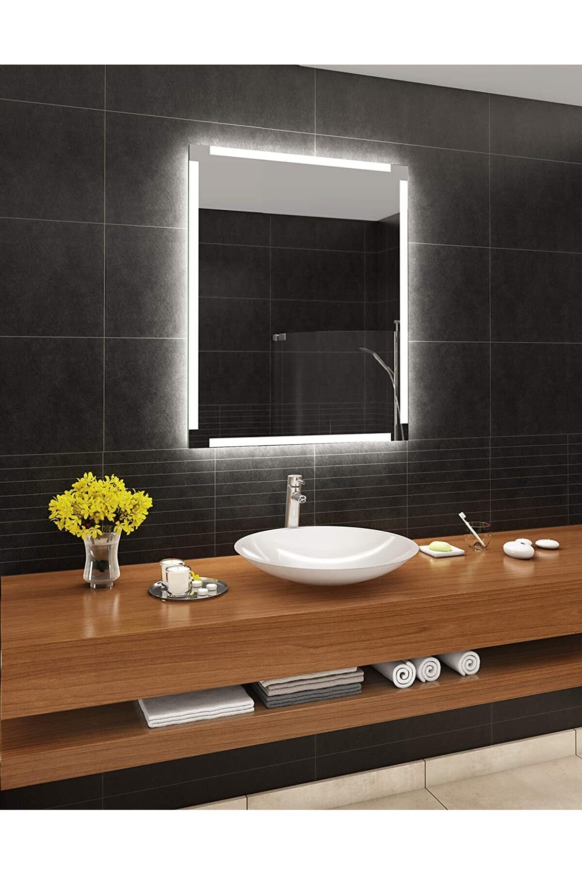 Aypars Atlye Banyo,lavabo Aynası Dokunmatik Ledli 60x70 cm 4 mm Flotal Ayna