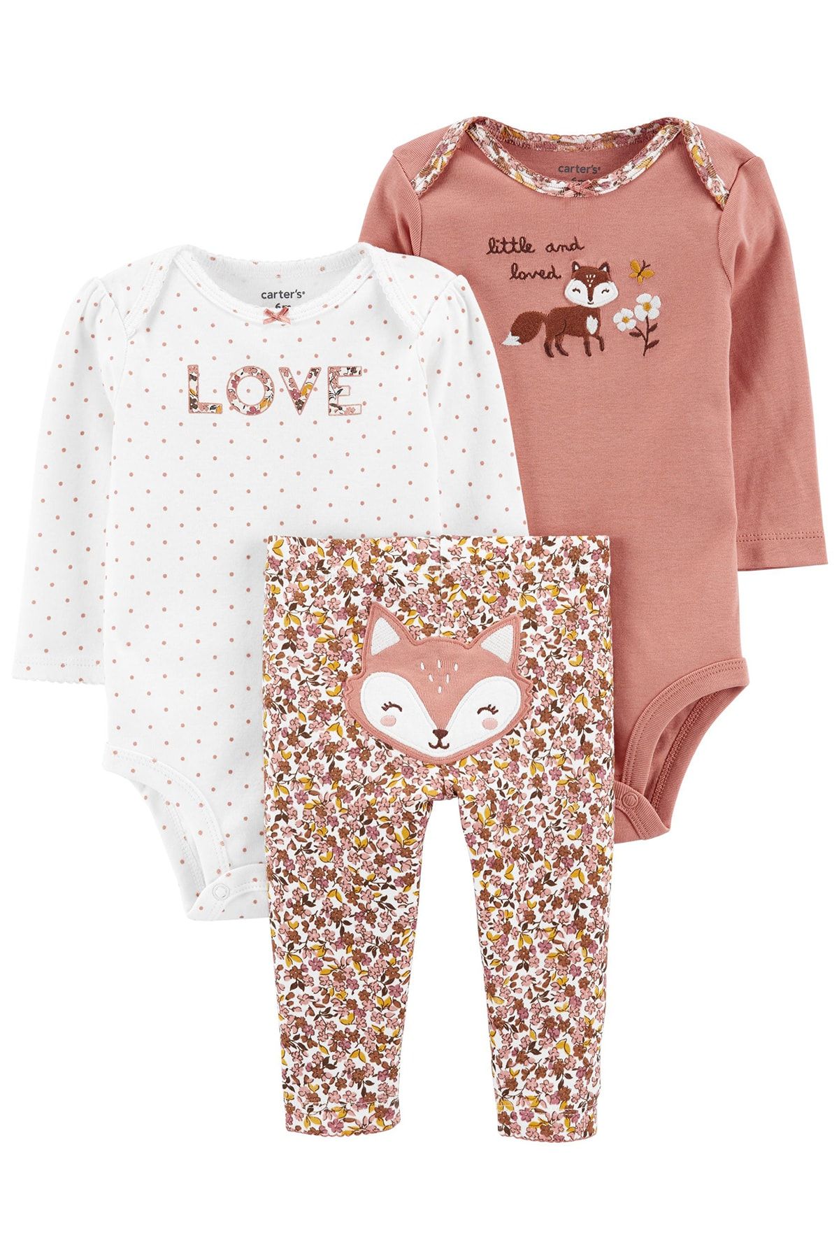 Carter's Tilki Figürlü Kız Bebek Üçlü Takım