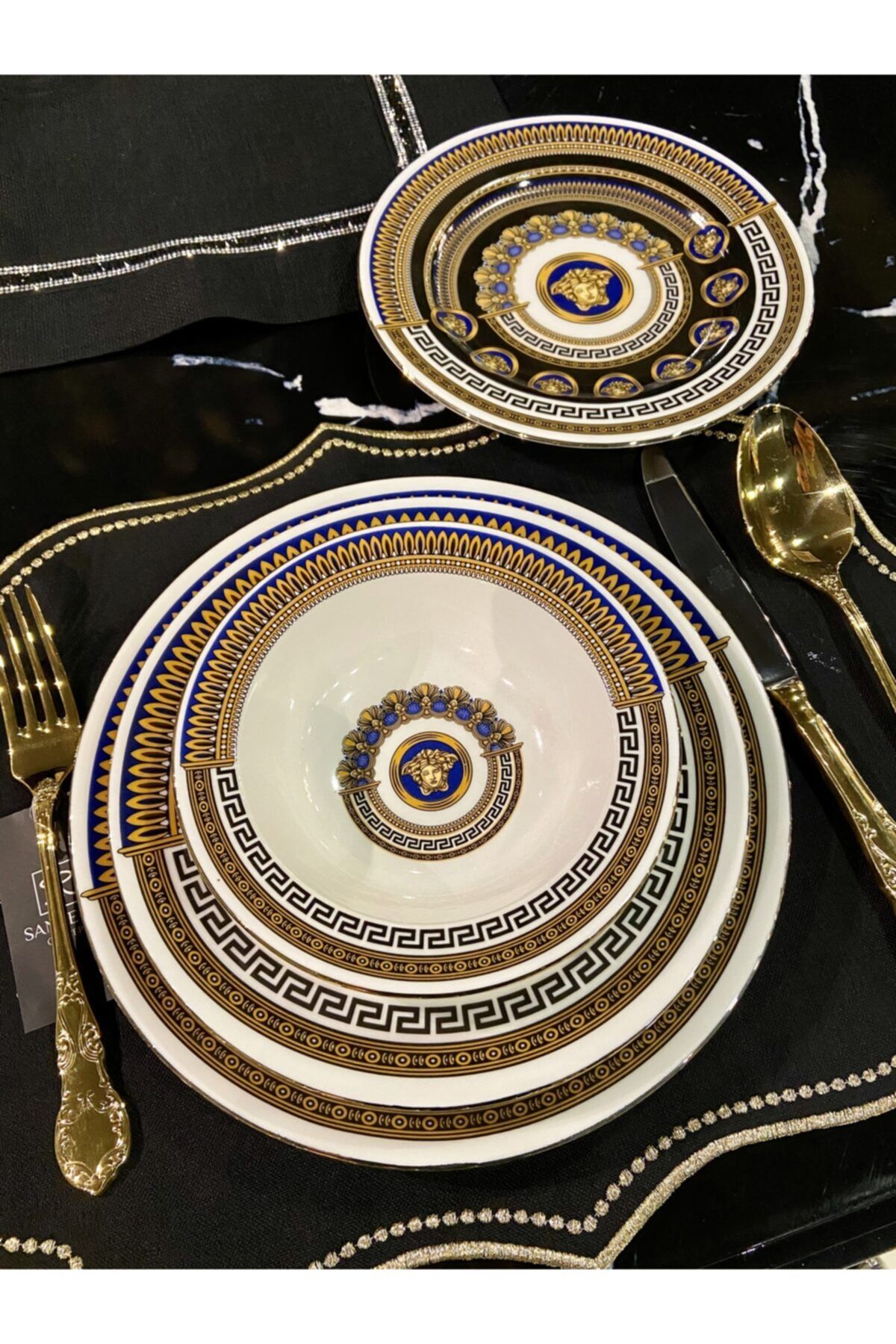 Sanremo Versace Blue Queen Medusa 24 Parça Yemek Takımı