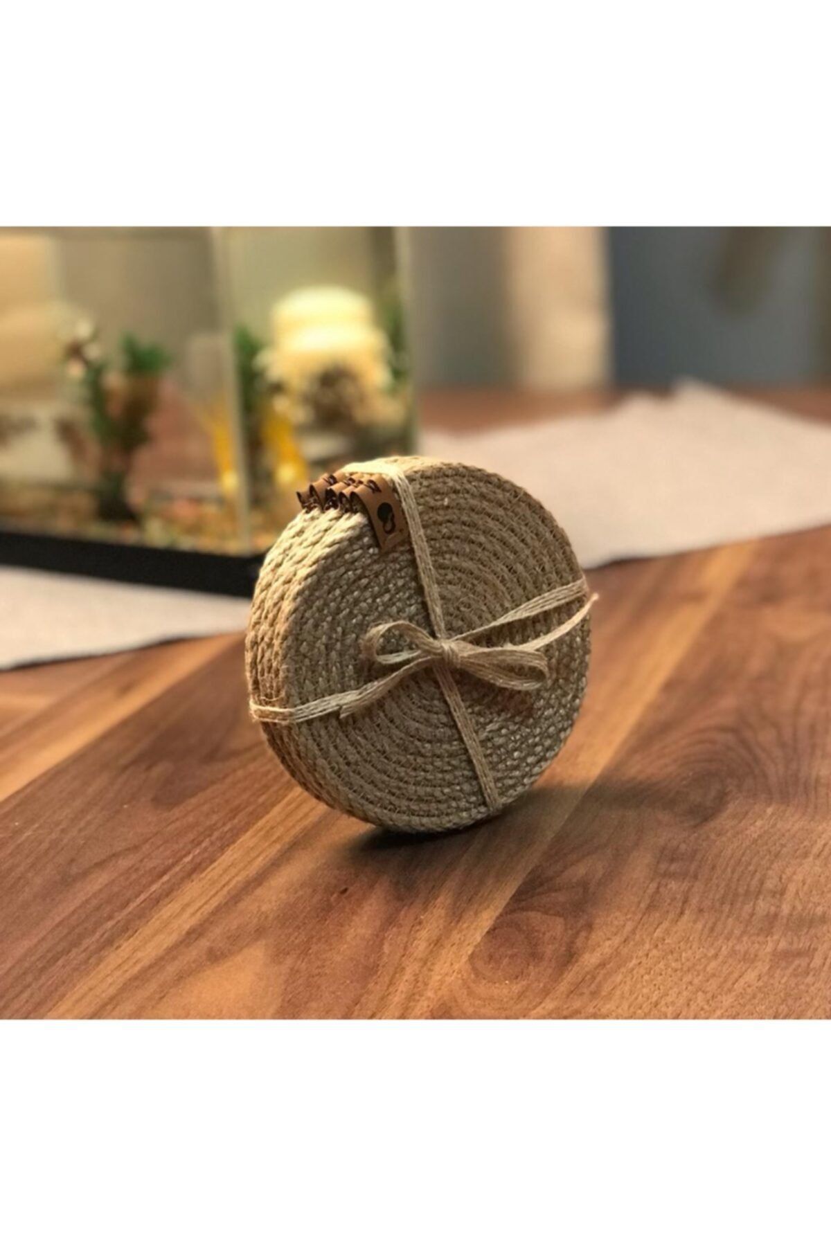 supla bonny Hasır 6'lı Bardak Altlığı 12 Cm Çay, Fincan, Kupa, Mum Altlığı El Yapımı Dekoratif Doğal Naturel