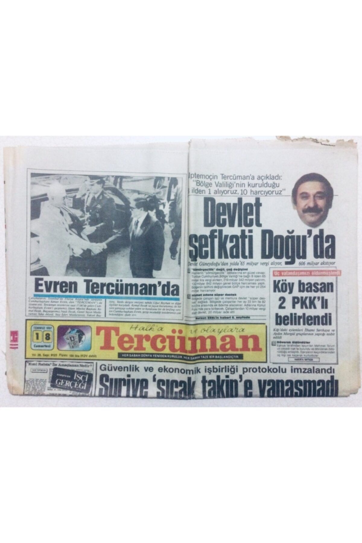 Gökçe Koleksiyon Tercüman Gazetesi 18 Temmuz 1987 - Kenan Evren Tercüman'da Gz42615