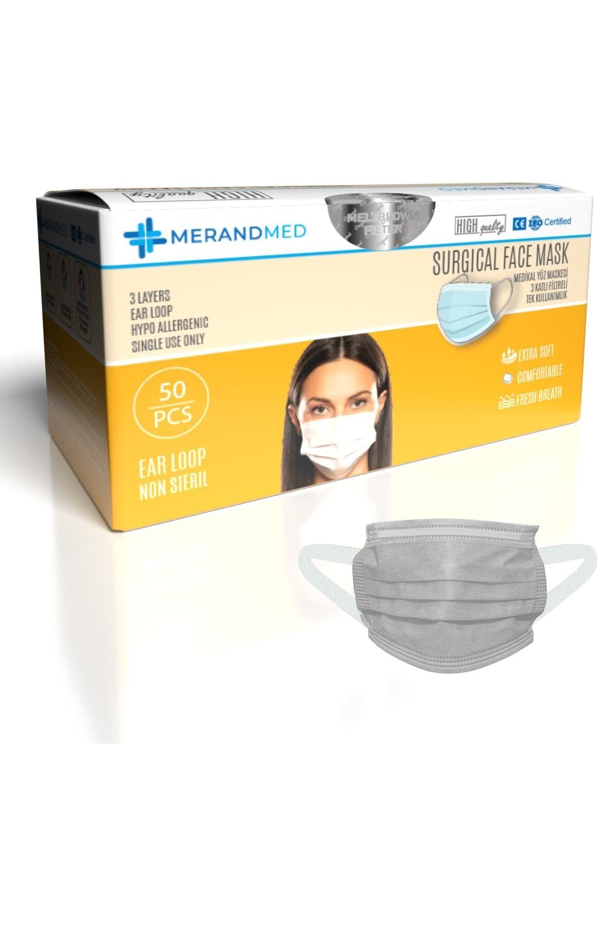 Merand Global 3 Katlı Meltblown-spoundbond Cerrahi Maske - 1 Kutu ( Kutu Içi 50 Adet ) - Gri