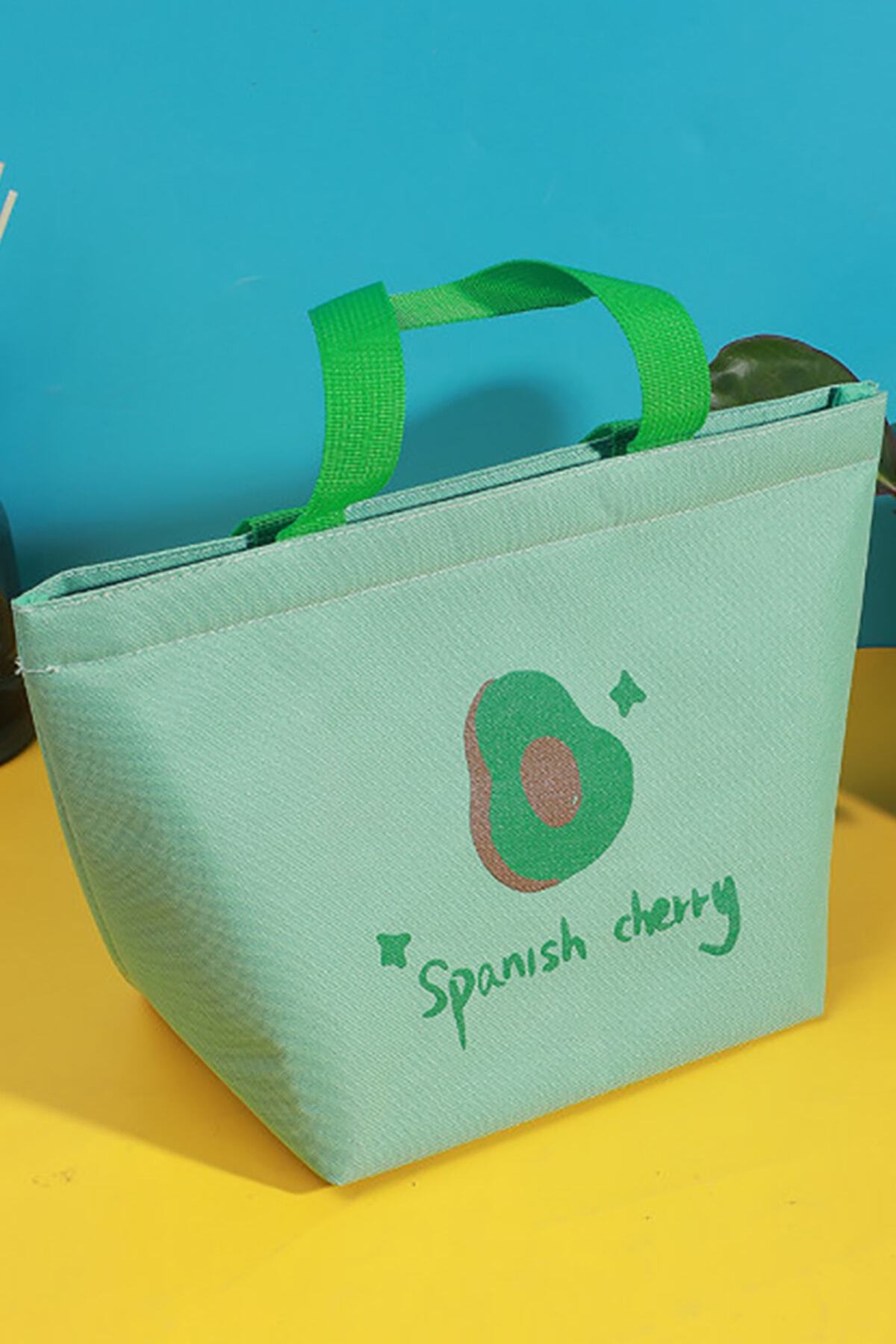 YOYOSO Meyve Desenli Yemek Çantası Yeşil 31 X 20 Cm