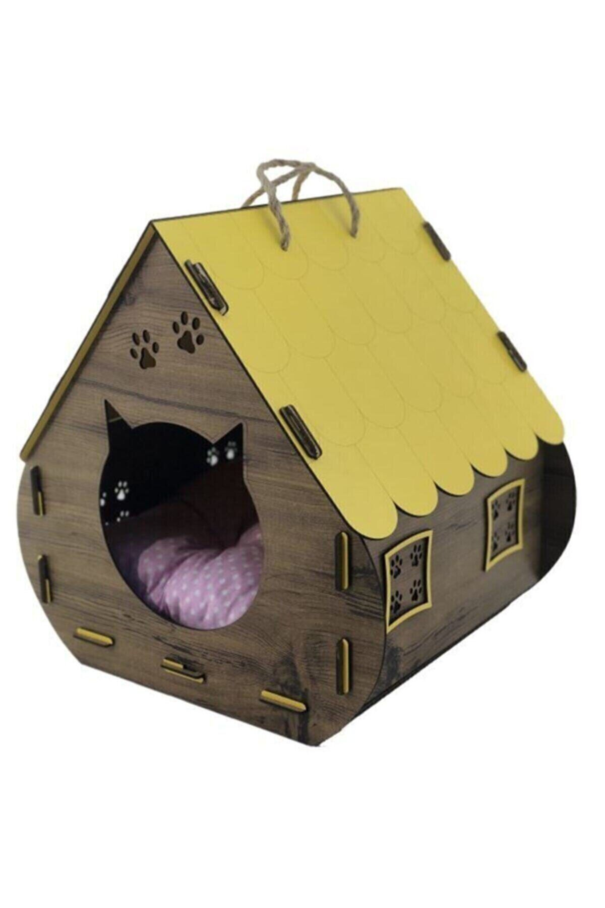 DOGRUDANDEKOR Kedi Evi Ahşap Mama Kabı