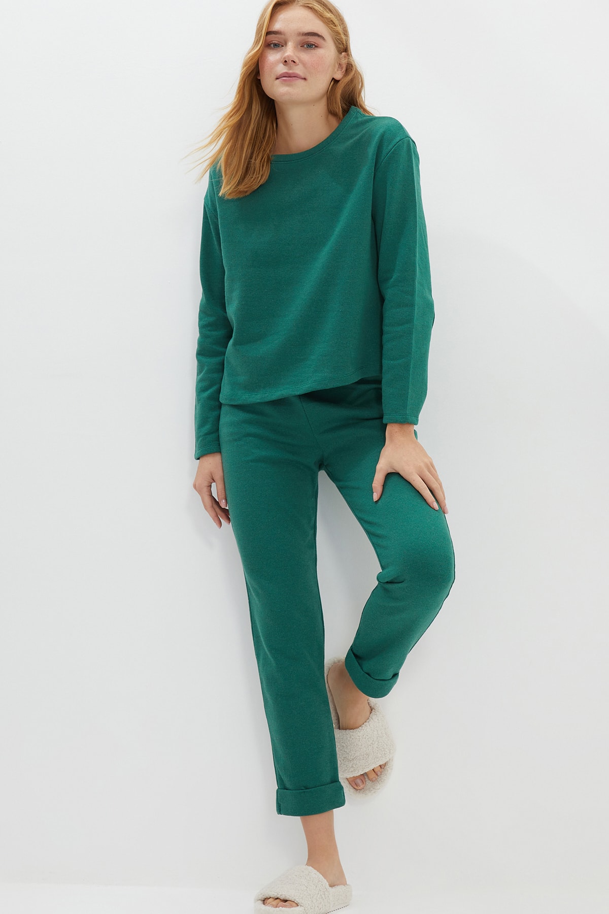 TRENDYOLMİLLA Petrol Örme  Pijama Takımı THMAW22PT1377