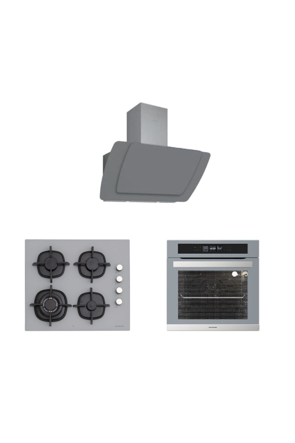 Silverline Gri Cam Ankastre Set (3373 Mısto 60 Gri+cs5429s01+bo6505s02)