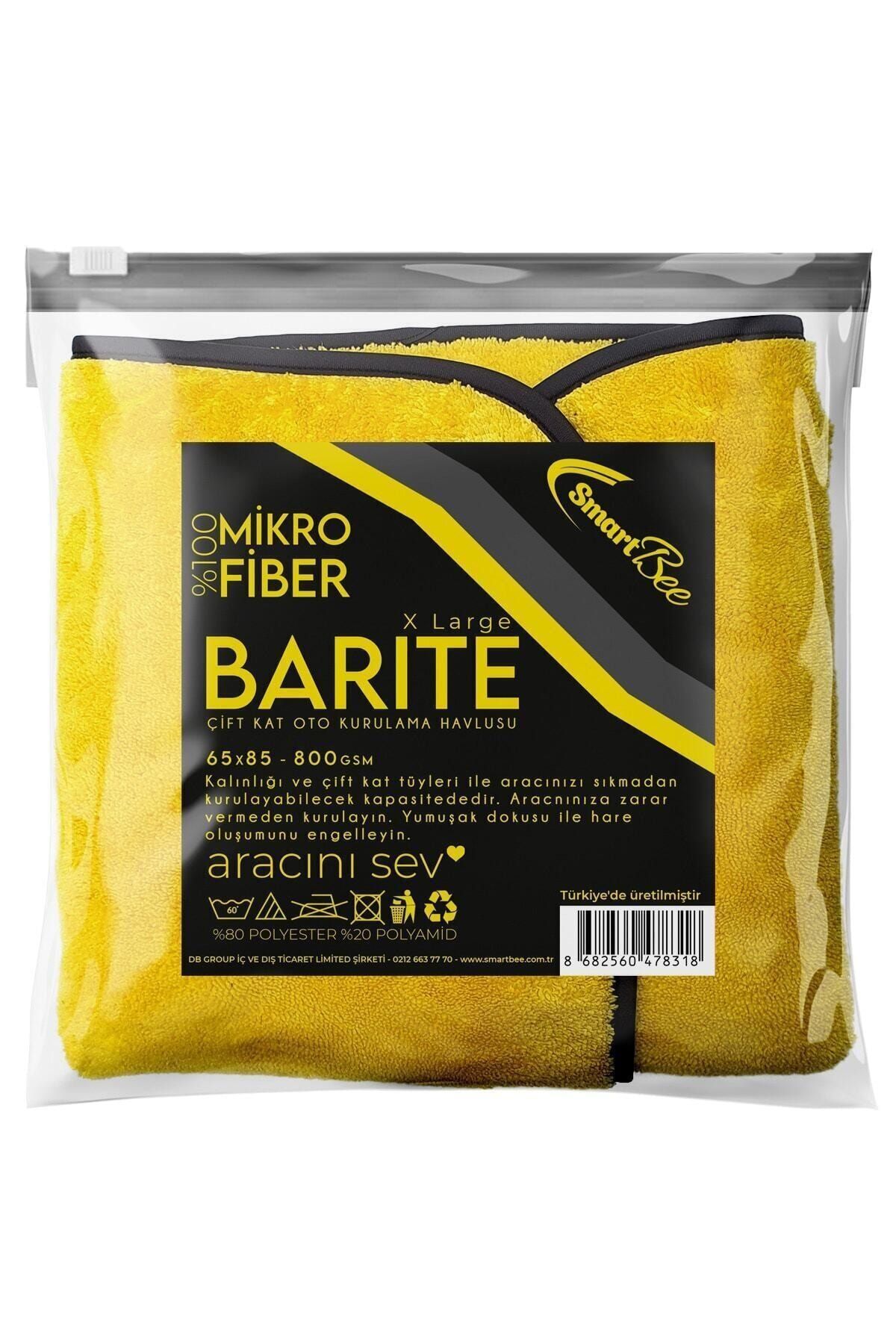 SmartBee Barite Çift Kat Mikrofiber Oto Kurulama Havlusu 65×85 800gsm – Sarı