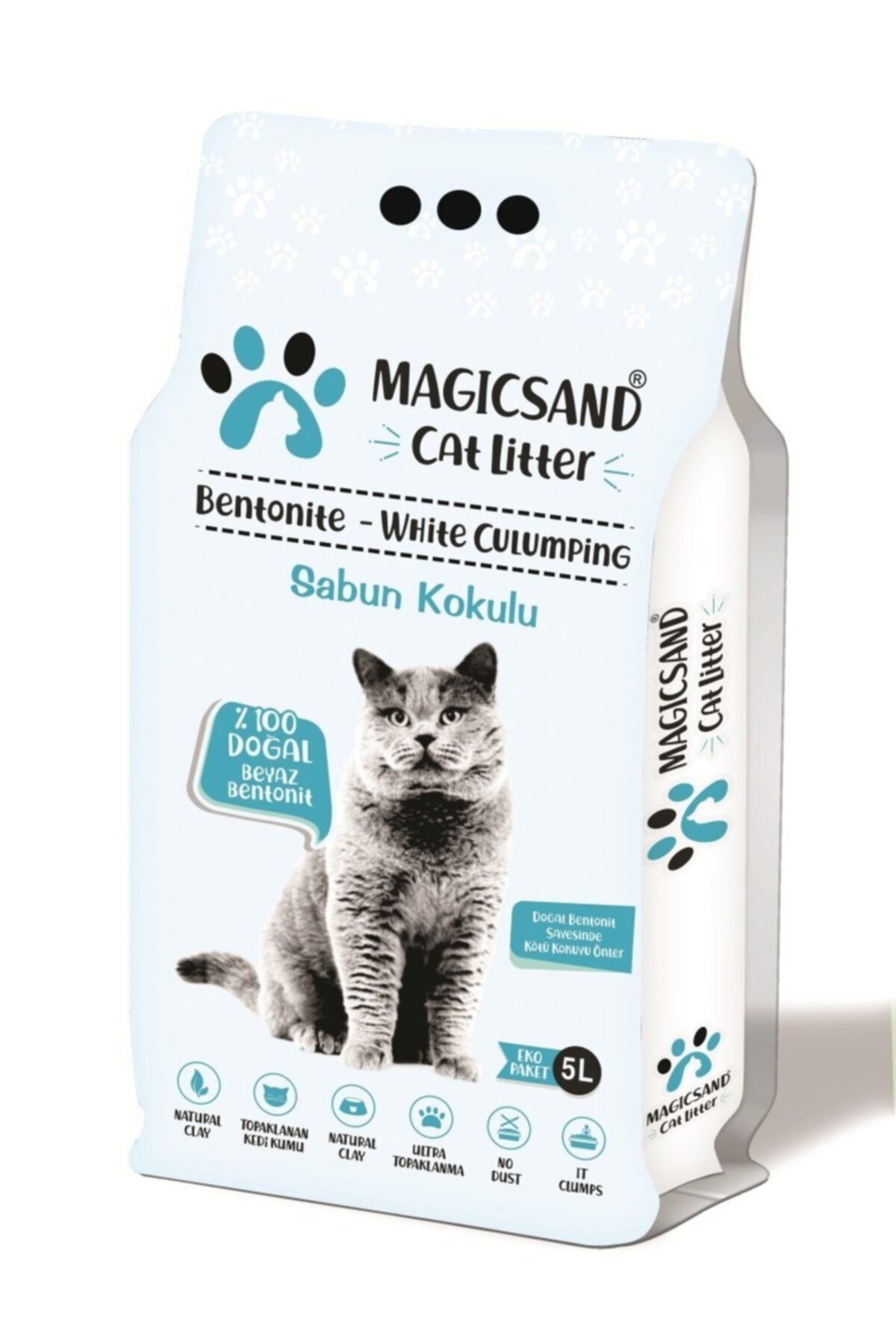 magicsand %100 Topaklaşan Doğal Bentonit Kedi Kumu Sabun Kokulu ( 5 Lt )