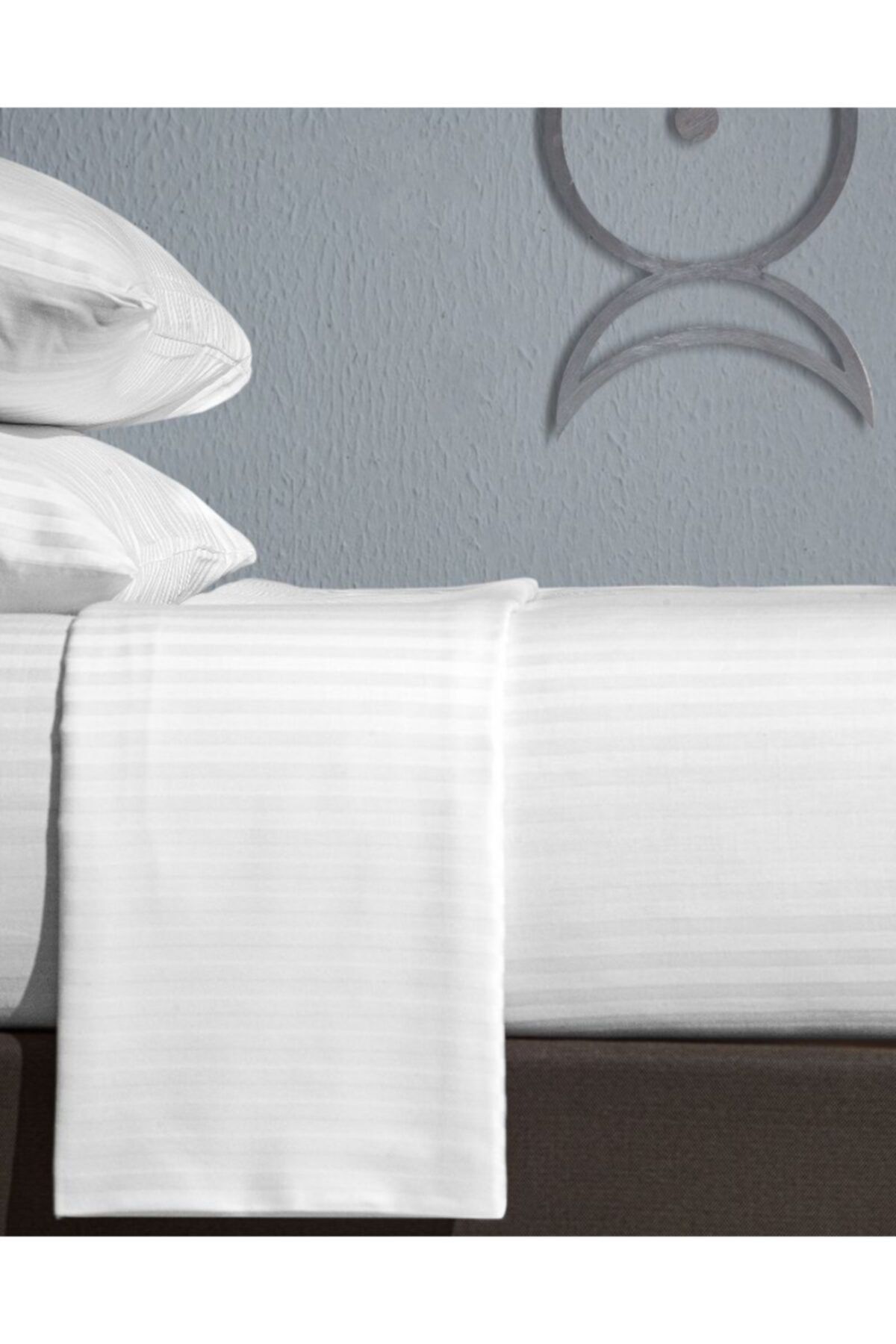 MEŞELİ TEKSTİL Çift Kişilik Otel Çarşafı 83 Tel Pamuk Saten Çizgili 240x280