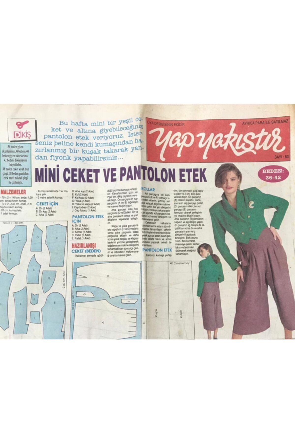 Gökçe Koleksiyon Oya Dergisi Yap Yakıştır Eki Sayı:83-mini Ceket Ve Pantolon Etek Kda8170