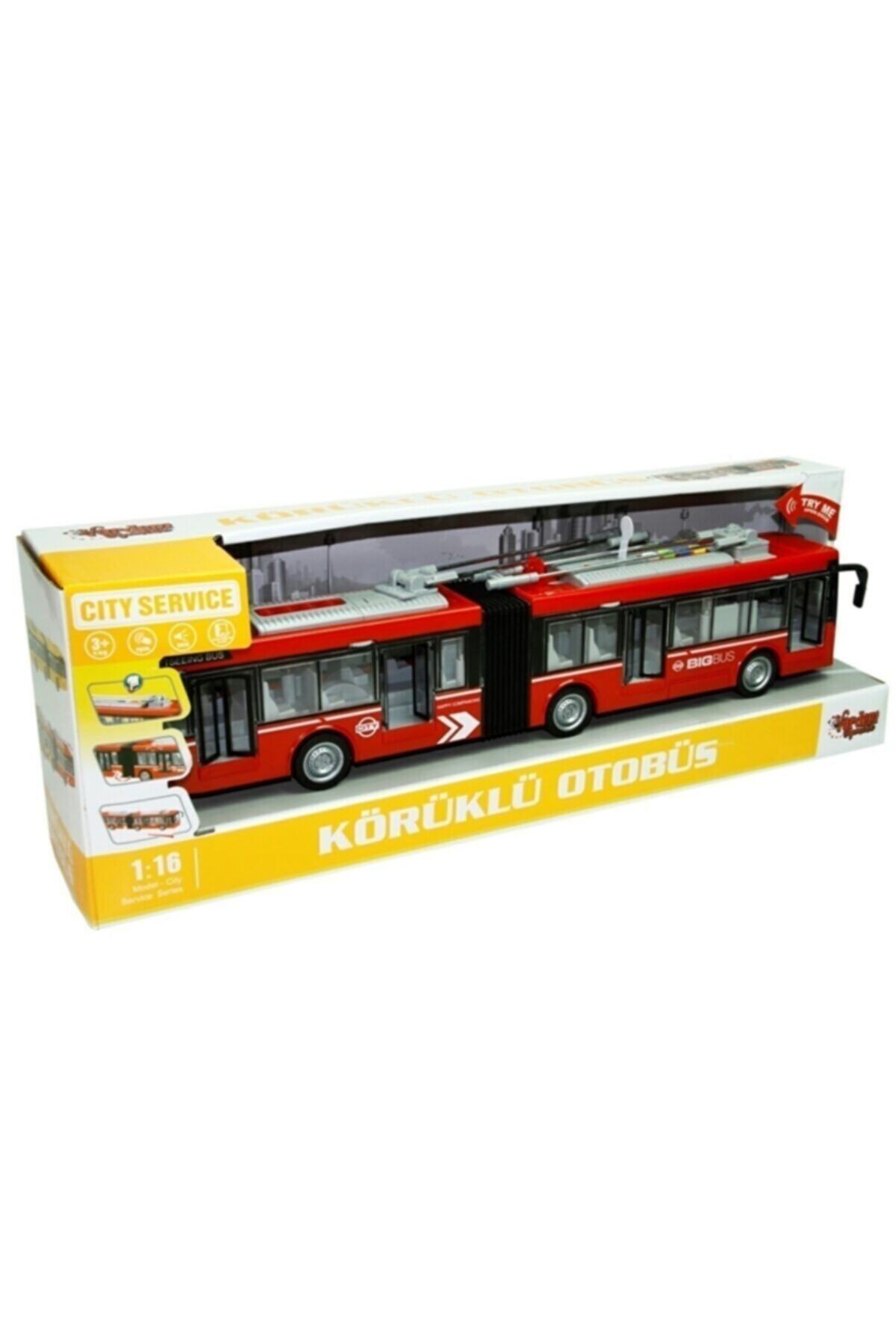 VARDEM OYUNCAK Vardem 1:16 Sürtmeli Sesli Işıklı Körüklü Otobüs - Kırmızı P33683s1630