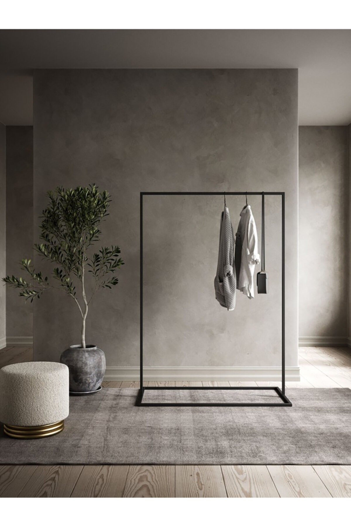 DecovizyonTasarım Sort Elbise Askılığı Büyük Siyah