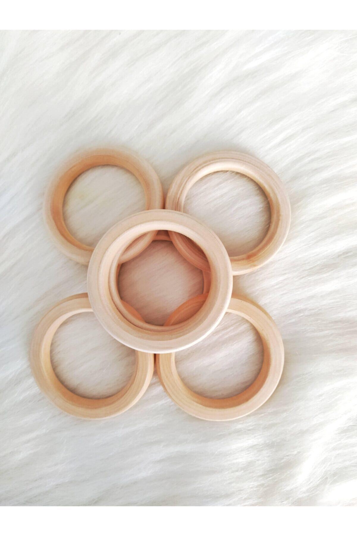 Zedhobi 5 Adet 70mm Ahşap Halka Amigurumi Çıngırak Örgü Oyuncaklar Için