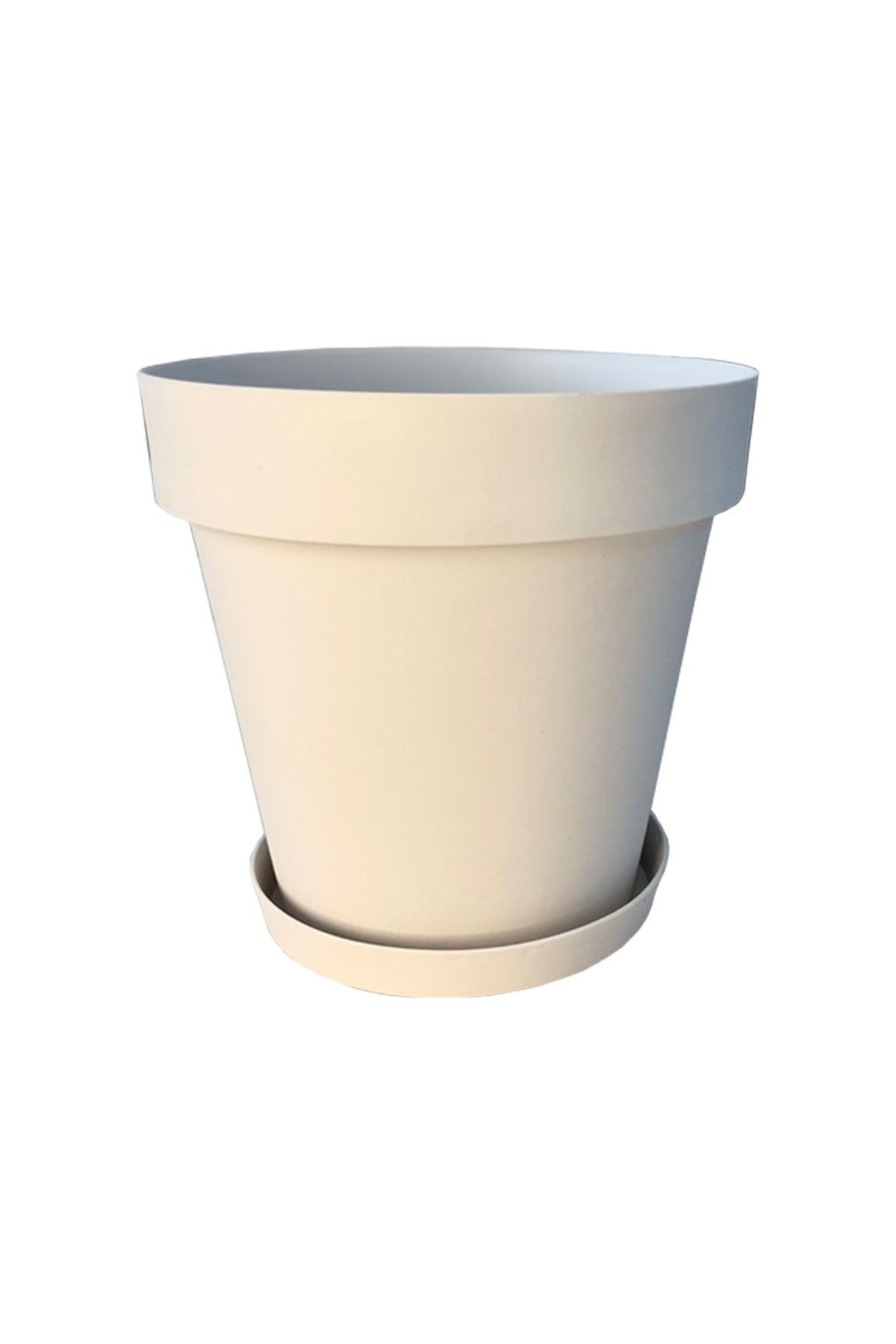 ToXA 10 Litre Mat Kırık Beyaz Tabaklı Izgaralı Dekoratif Plastik Yalı Saksı No5 Ø28x26cm