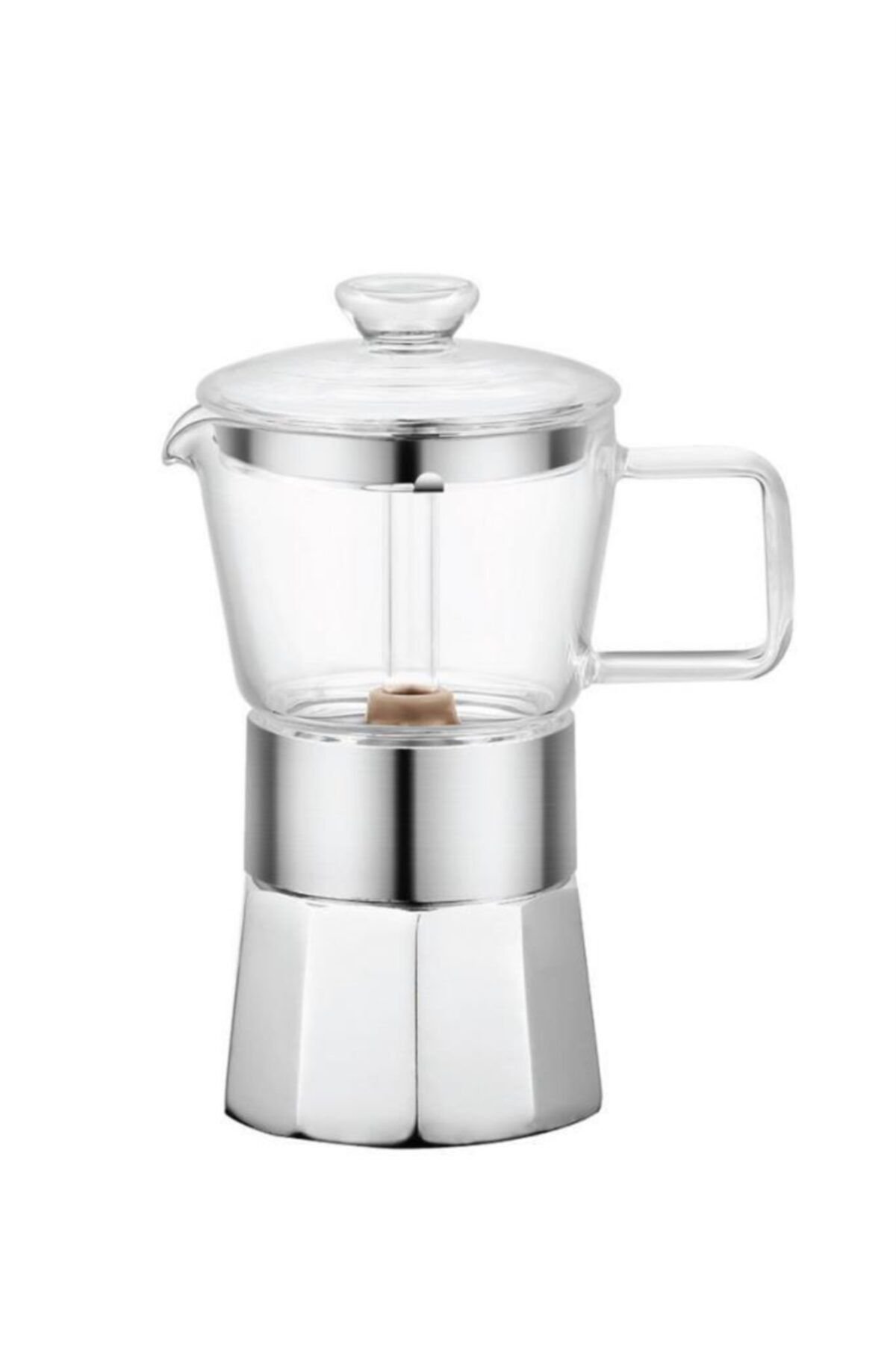 Bambum Taşev Silver 6 Fincanlı Cam Moka Pot T3377