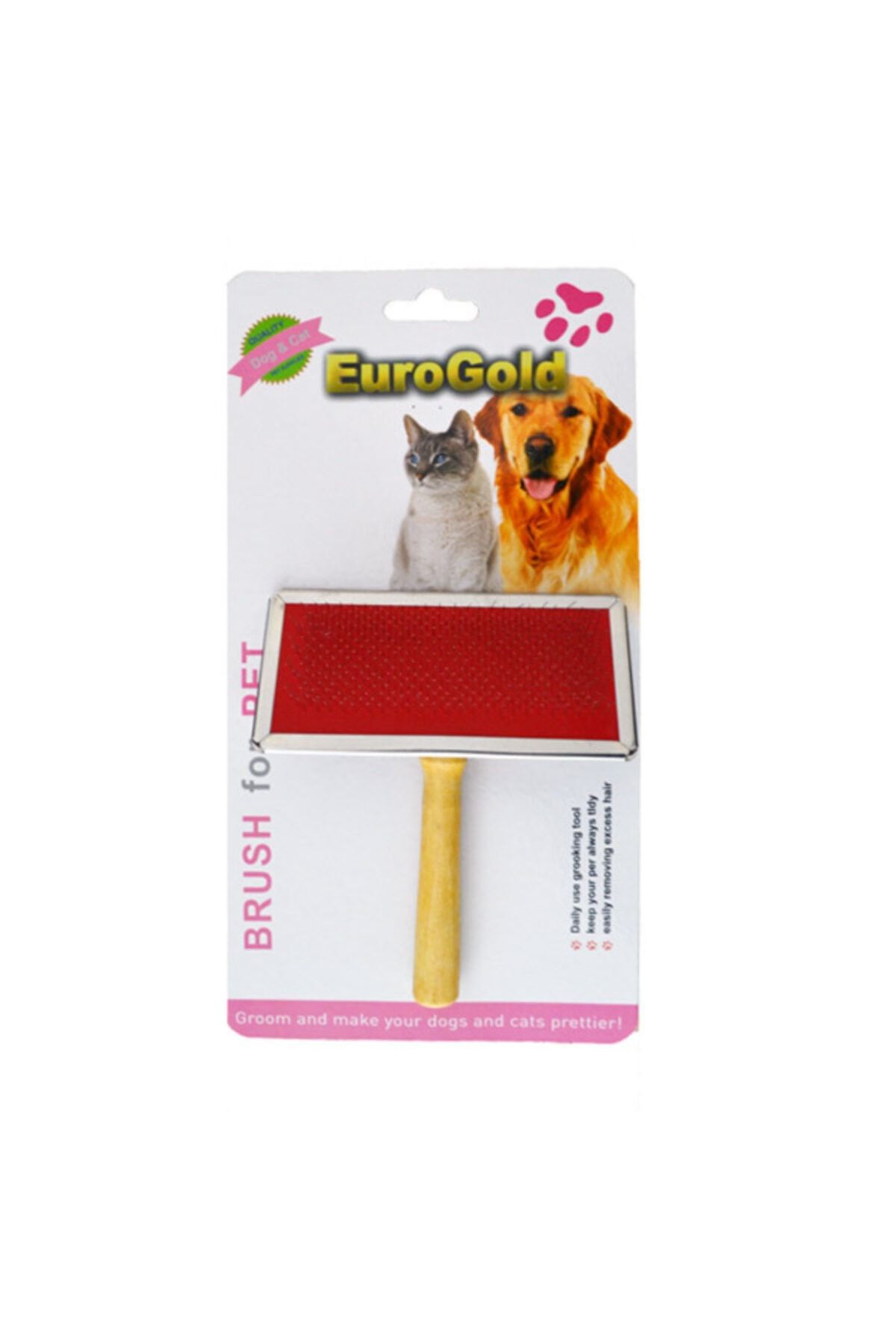 EuroGold Kedi Köpek Tahta Saplı Fırça M