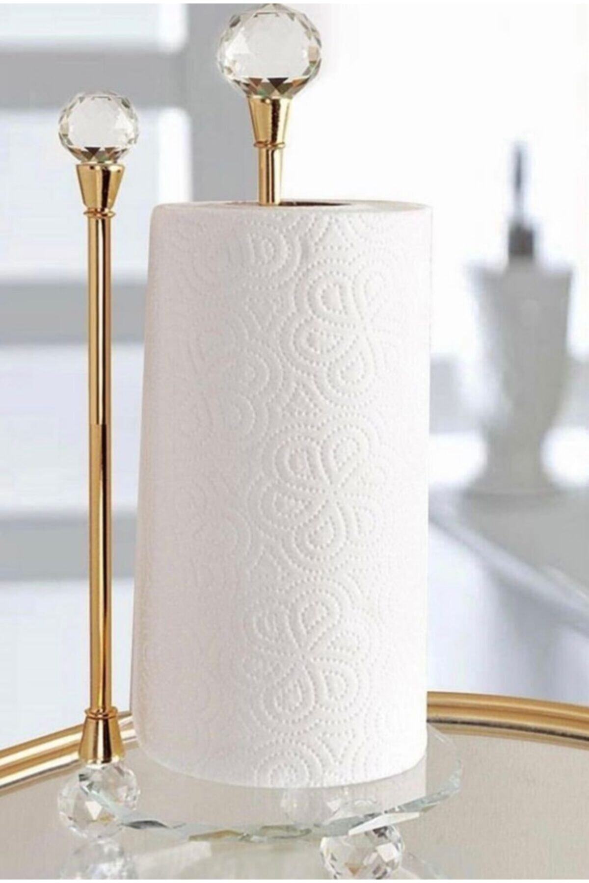 lussobrand Dekoratif Kristal Taşlı Gold Cam Kağıt Havluluk