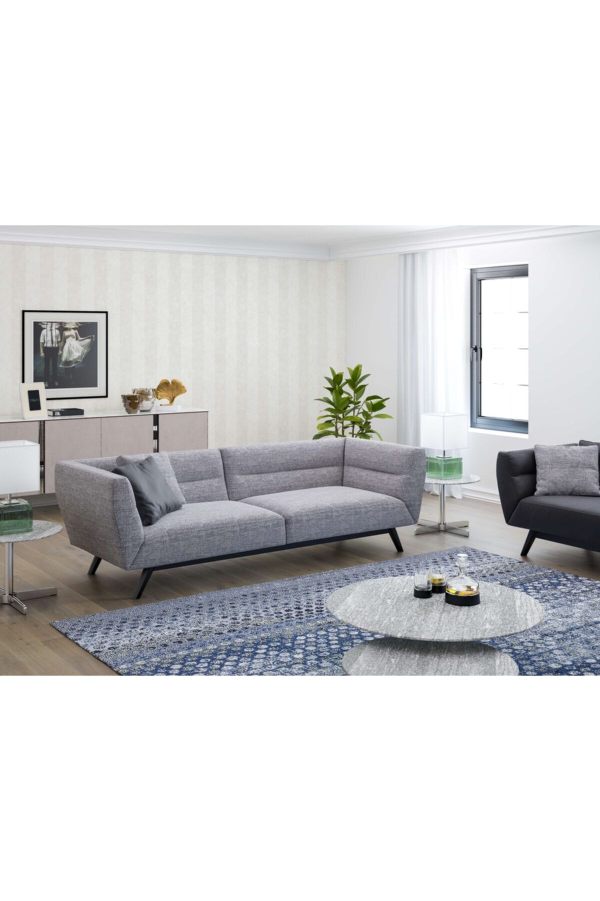 BEKALIVING Gokbel Kayın Kanepe Modern Iskandinav Koltuk Gri 200*90*73