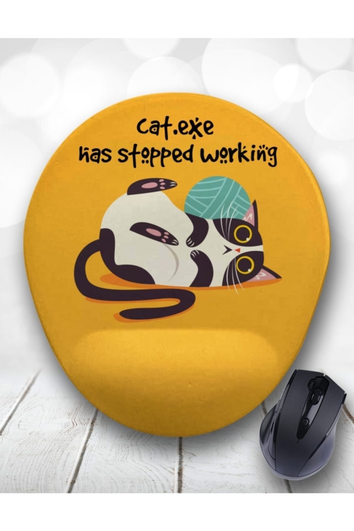Atölye Çizgi Cat Exe Has Stopped Working Bilek Destekli Mouse Pad
