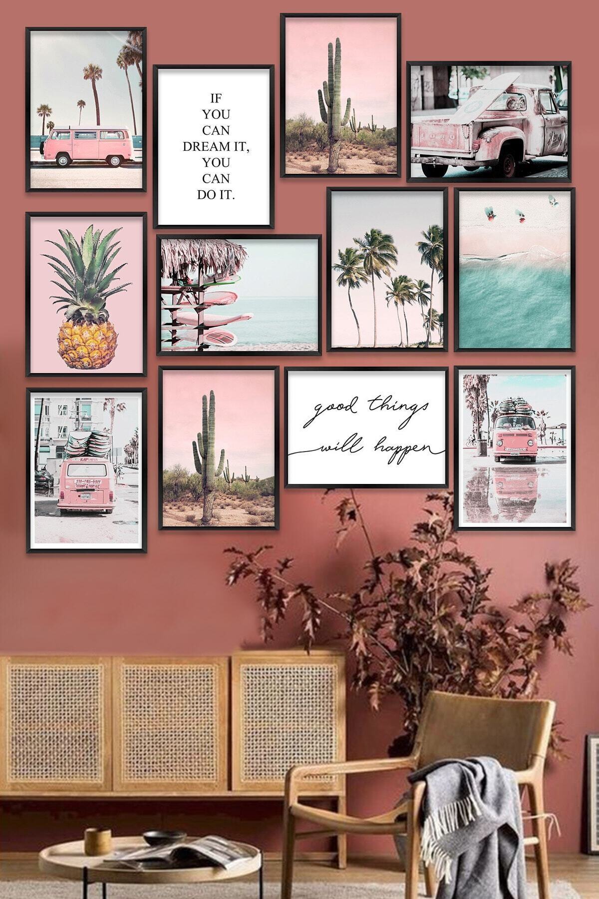 Kate Louise 12 Parça Gerçek Mdf Çerçeveli Kartpostal Tablo Seti