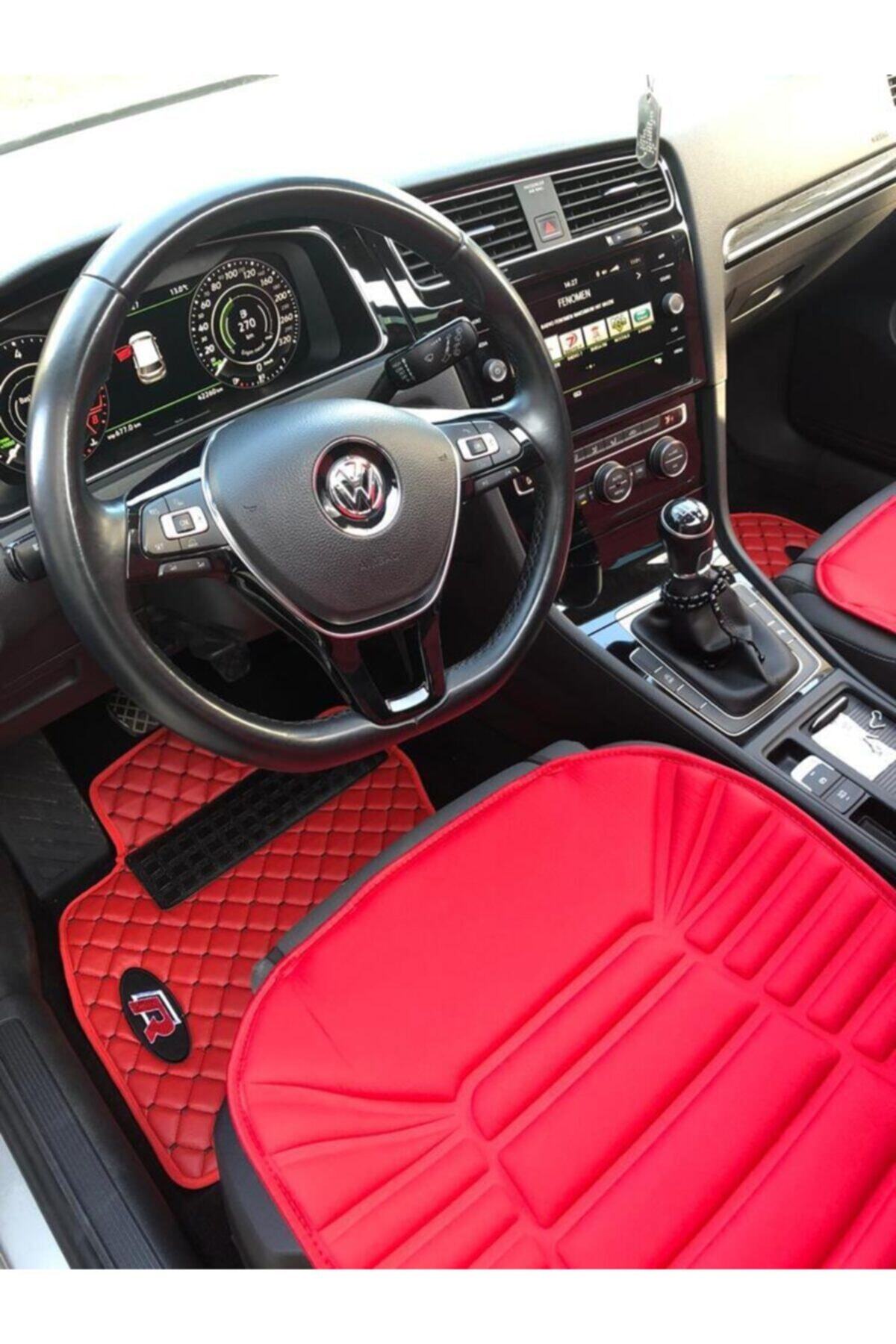 Volkswagen Golf 7-7.5 Uyumlu Kırmızı Deri Kapitone Paspas Takımı