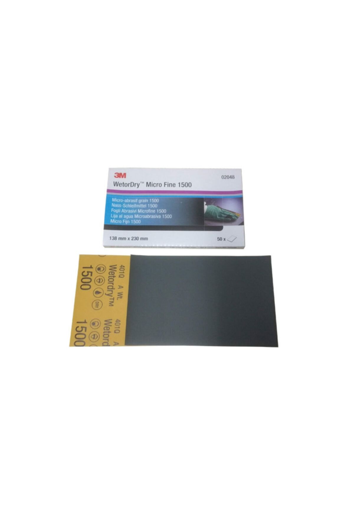3M 02048 401q Su Zımparası 138x230mm P1500 1 Paket (50 Adet)