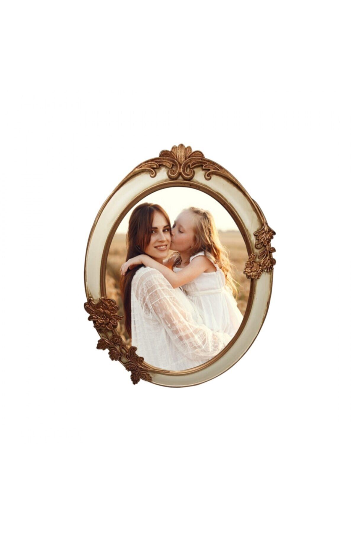 Lucky Art Krem Gold Oval Çerçeve 6x8