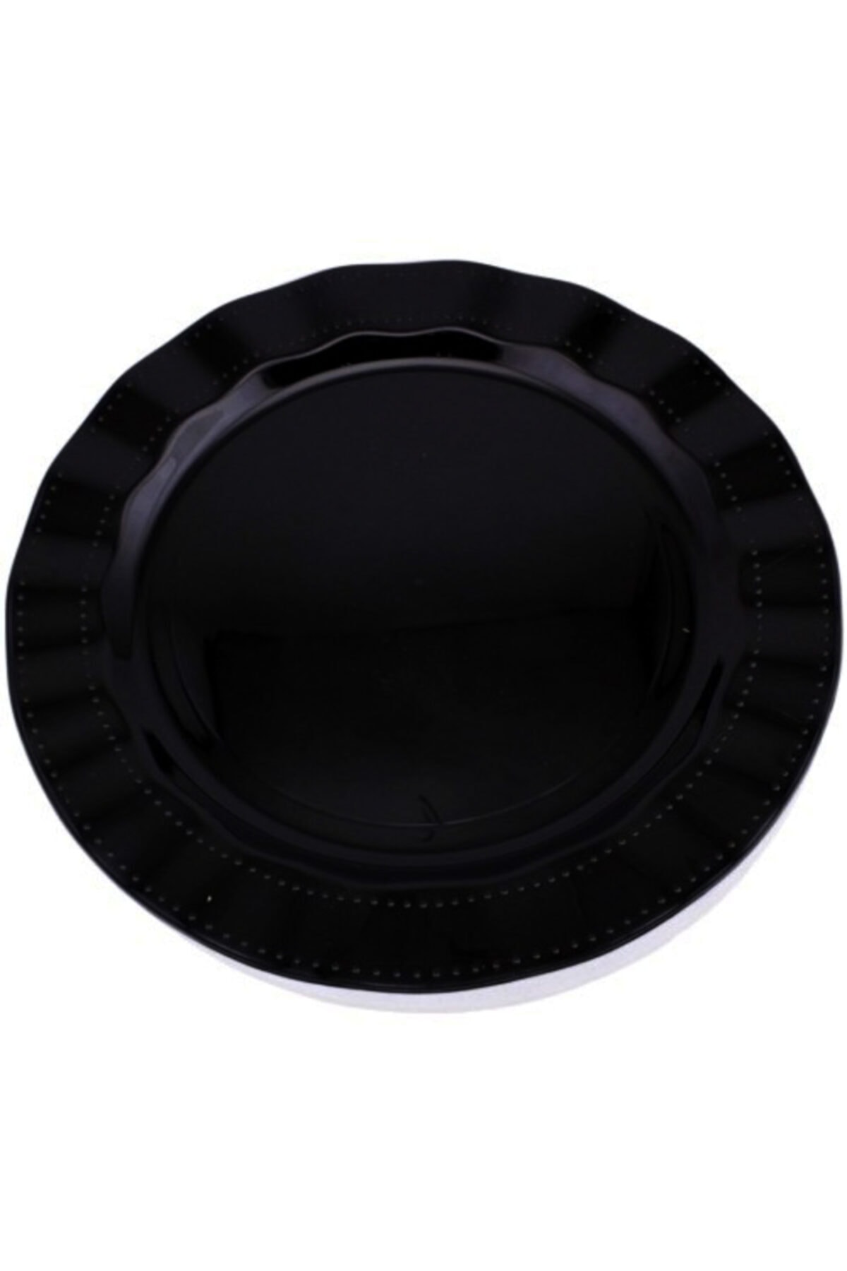 Bottom Stroke Parti Aksesuar Siyah Renk Lüks Plastik Mika Yuvarlak Tabak 26 Cm 6 Adet