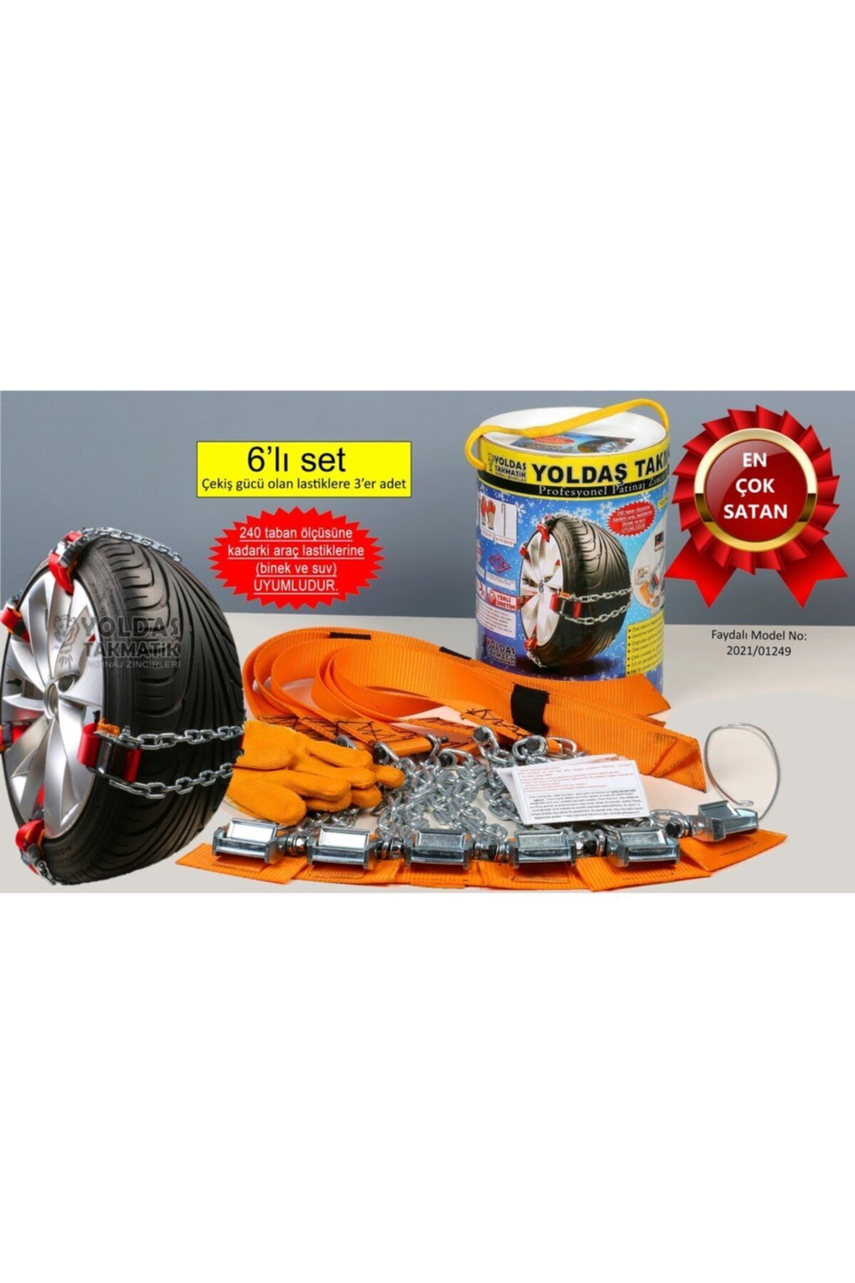 YOLDAŞ Takmatik Pratik Kar Zinciri 6 Lı Set Patinaj Zinciri Kar Zinciri Kar Çorabı