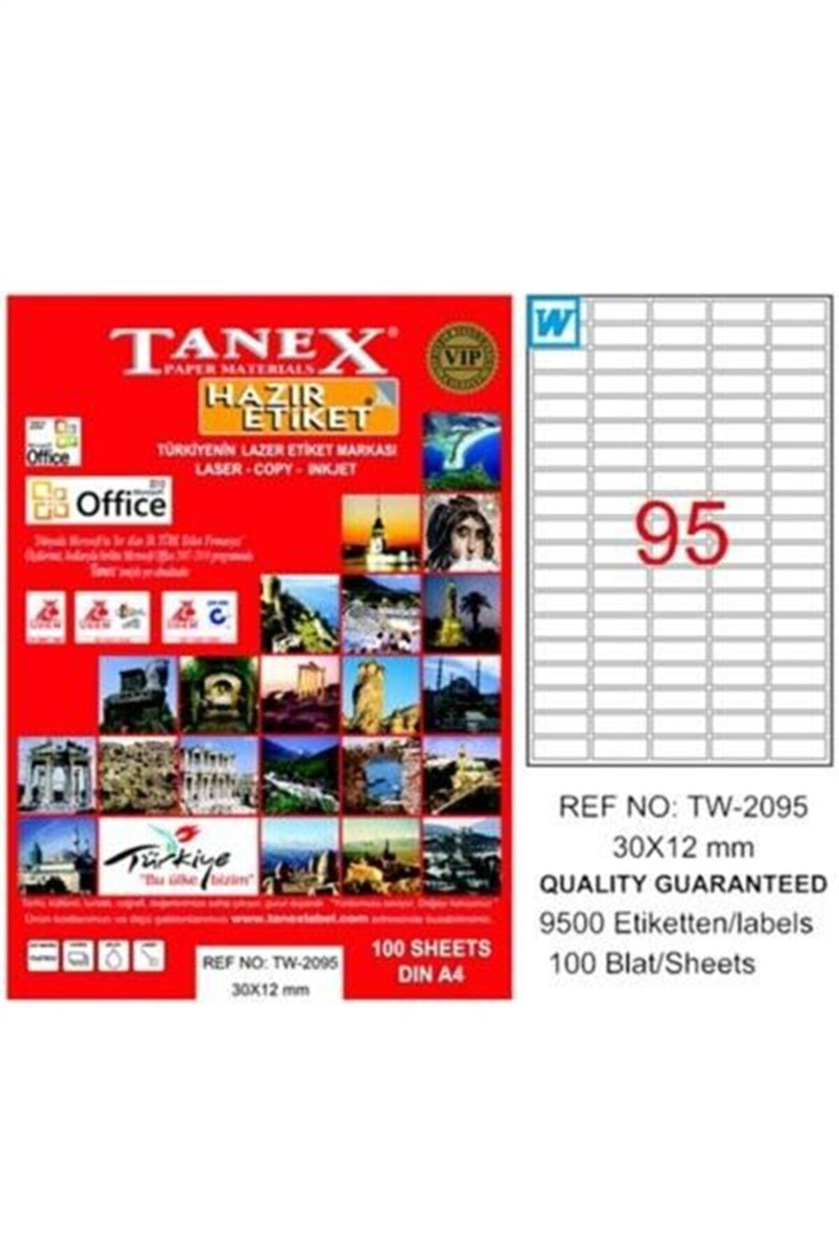 Tanex Beyaz Etiket 30 mm X 12 mm 95'li Tw-2095