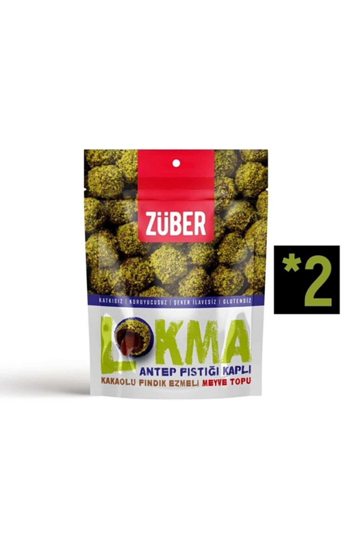 Züber Lokma Antep Fıstığı Kaplı Kakaolu Fındık Ezmeli Meyve Topu 96g X 2