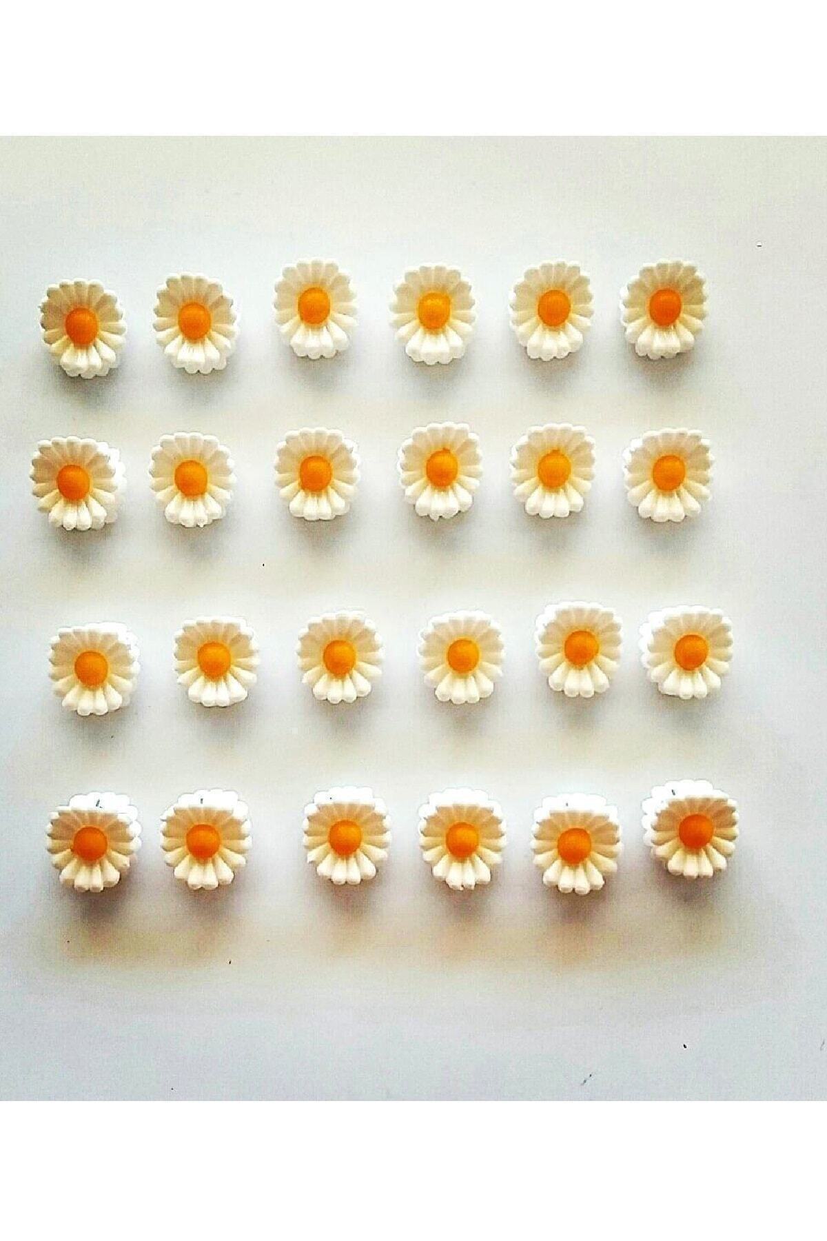 Asa Bebek Çocuk Papatya Desenli Mandal Toka-24 Adet-2 Cm