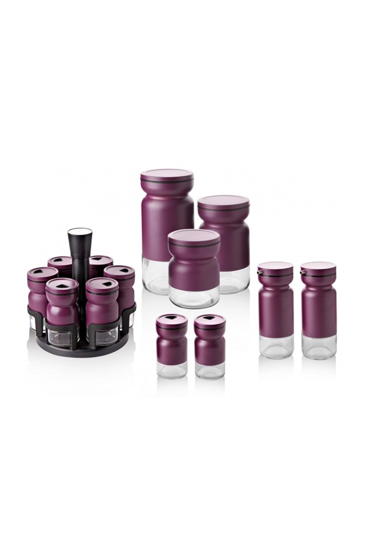 Çiftçiler Rt92004 14 Parça Cam Baharat Takımı 155352 - Mor