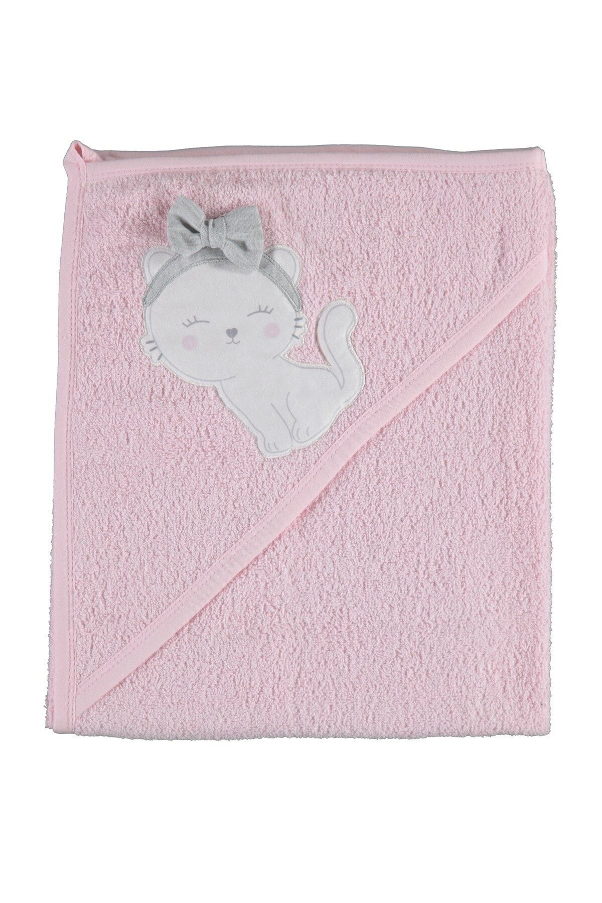 Bimini Kız Bebek Cute Cat Desen Banyo Duş Havlusu Silgi Pembe