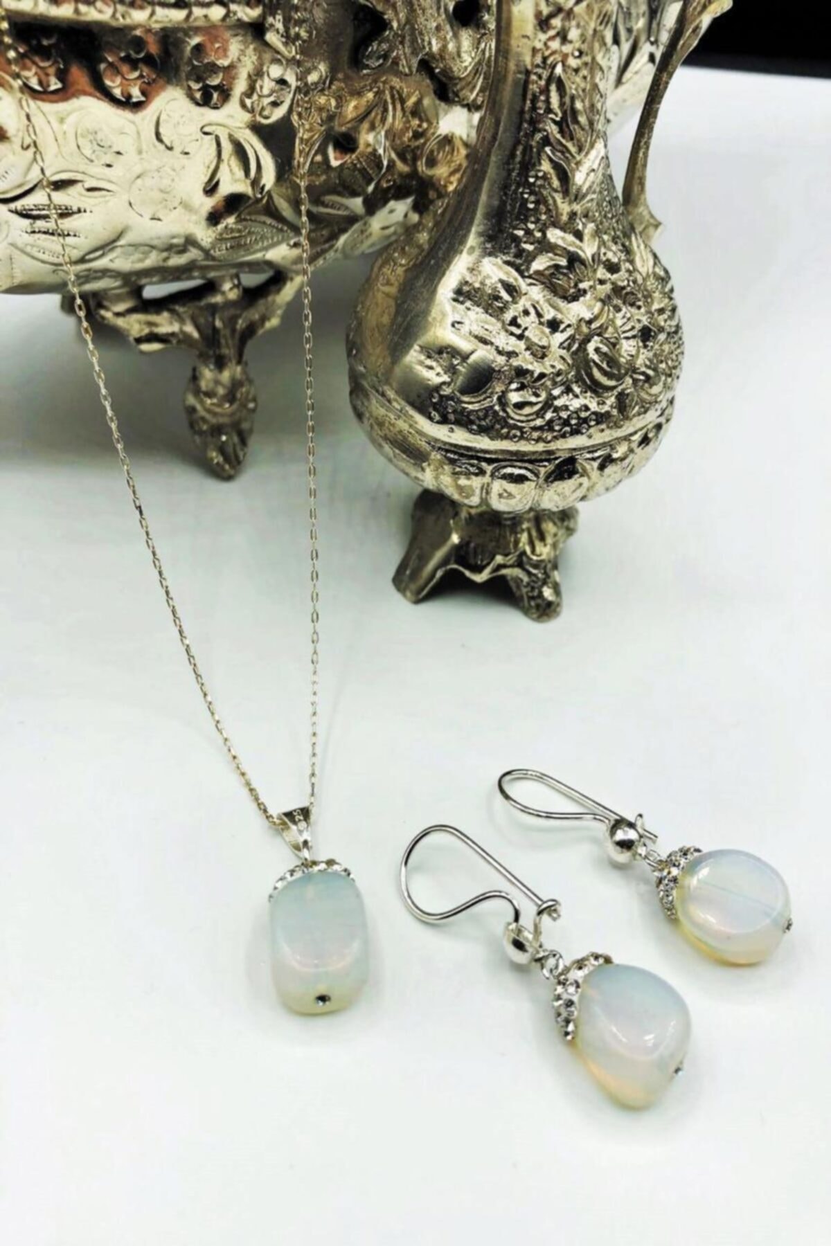 ZAVANSA Harem Koleksiyonu Aytaşı El Yapımı Gümüş Set Gdr15