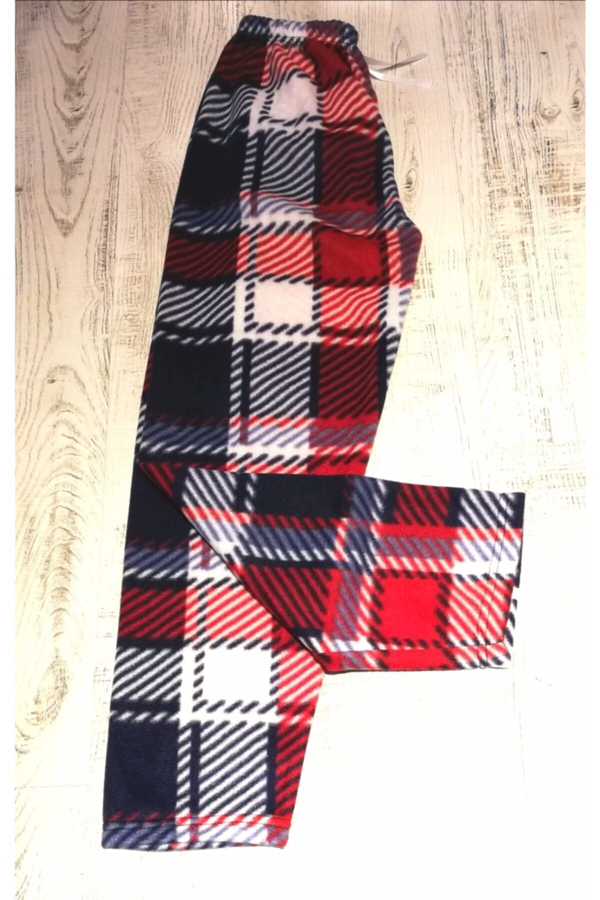 DERENE Kadın Lacivert Kırmızı Ekoseli Polar Pijama Altı