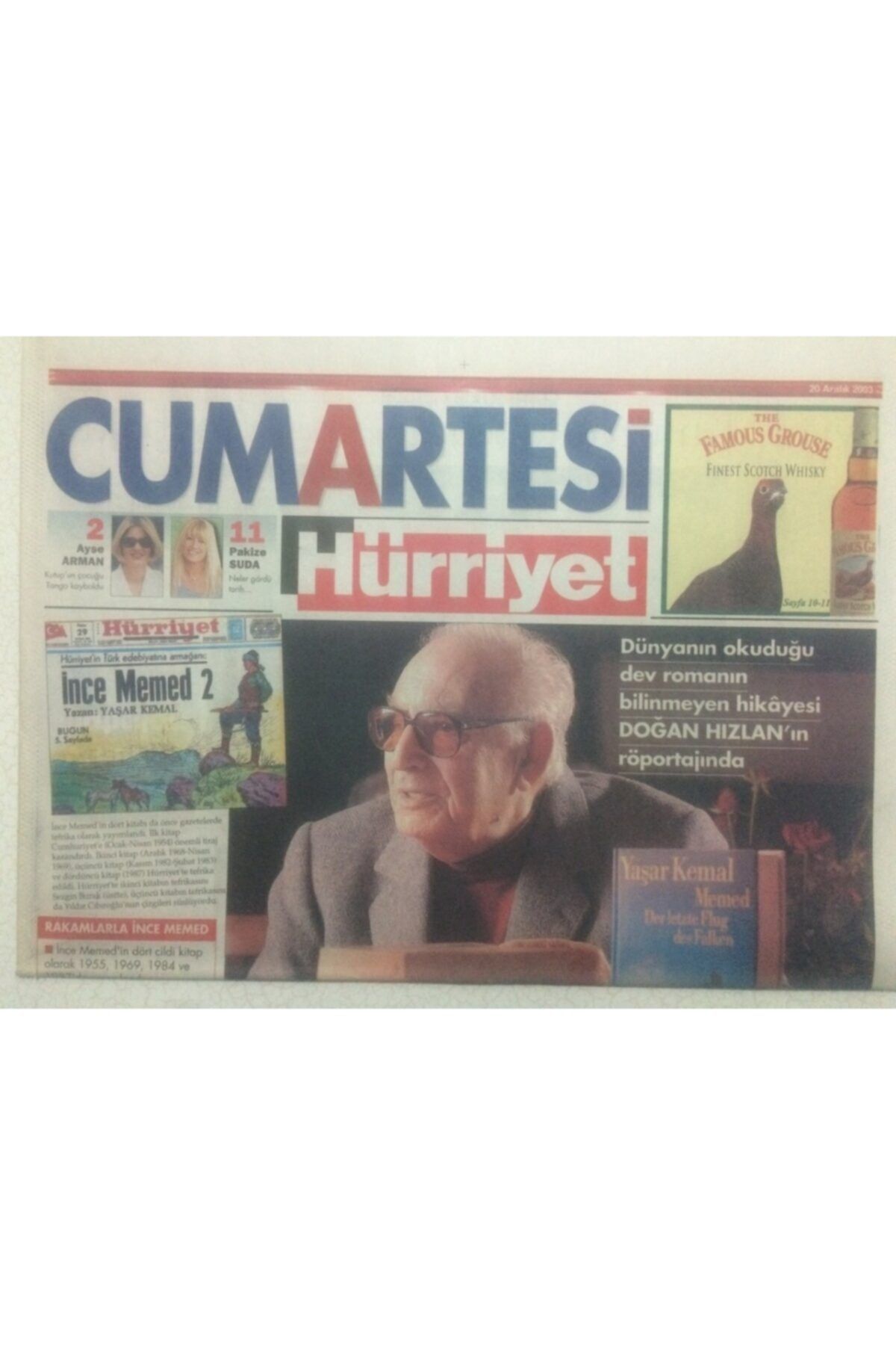 Gökçe Koleksiyon Hürriyet Gazetesi Cumartesi Eki 20 Aralık 2003 - Yaşar Kemal'i Sobalı Evden Kurtaran Ince Memed G