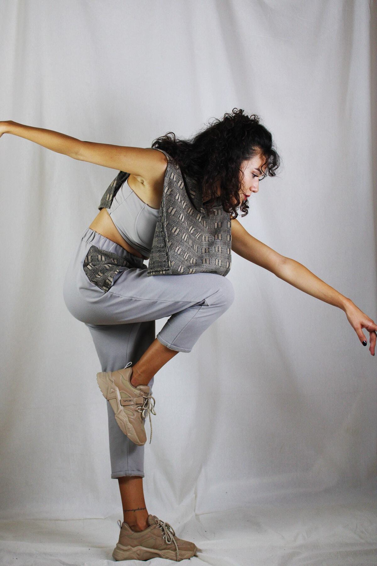 TeenyTouch Bel Detaylı Şalvar Tipi Eşofman Altı, Vizon Rengi