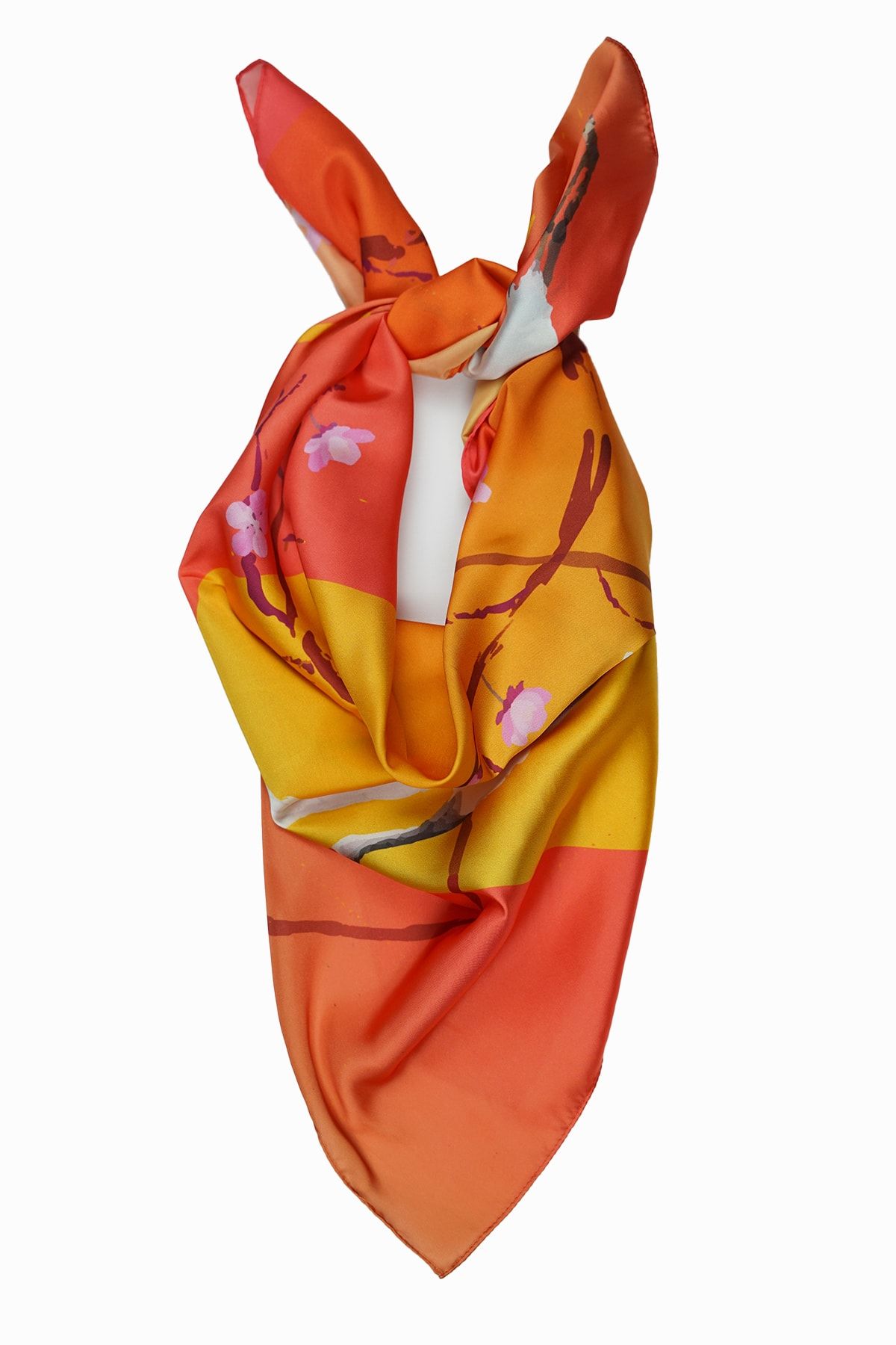 Knidos Butik Mibi Design Lia Gün Batımı Turna Desenli Fular / Şal